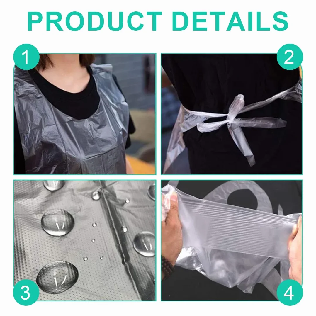 Tabliers jetables en plastique pour enfant 25 pièces imperméables résistants à l'huile polyéthylène peinture cuisine