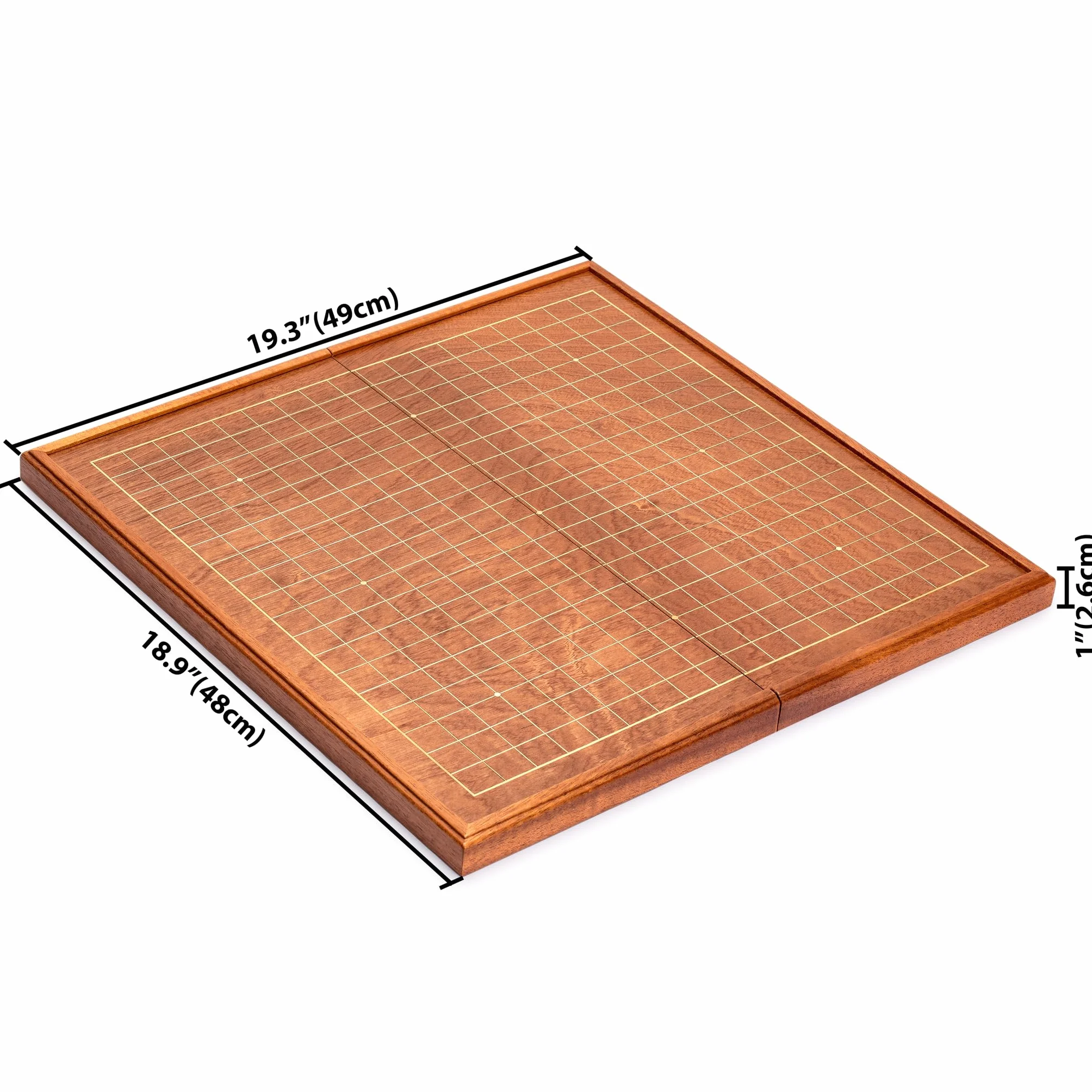 Yellow Mountain Imports Rosewood 2.6-Centimeter Folding Go Game Set Board with Double Convex Melamine Stones - Classic Strategy Board Game (Baduk/Weiqi)