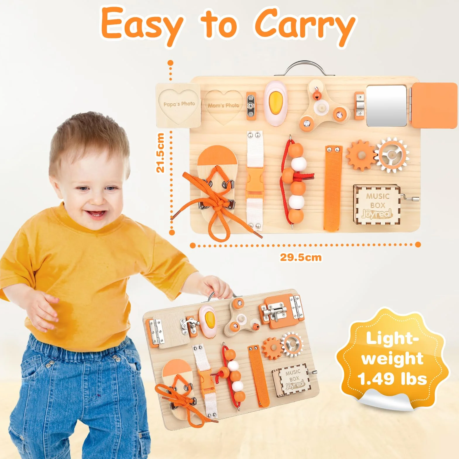Joyreal Busy Board Montessori - Parcours Motricité Bébé Planche Montessori Jeux Educatif Tableau Activités Jouet Enfant