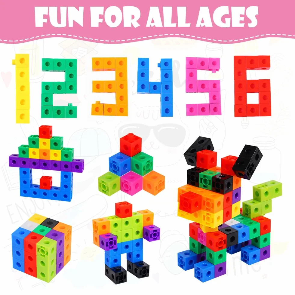 HOTUT Cubes à Emboîter pour Apprendre à Compter Lot de 100 Jeu de Construction Mathématique Éducatif