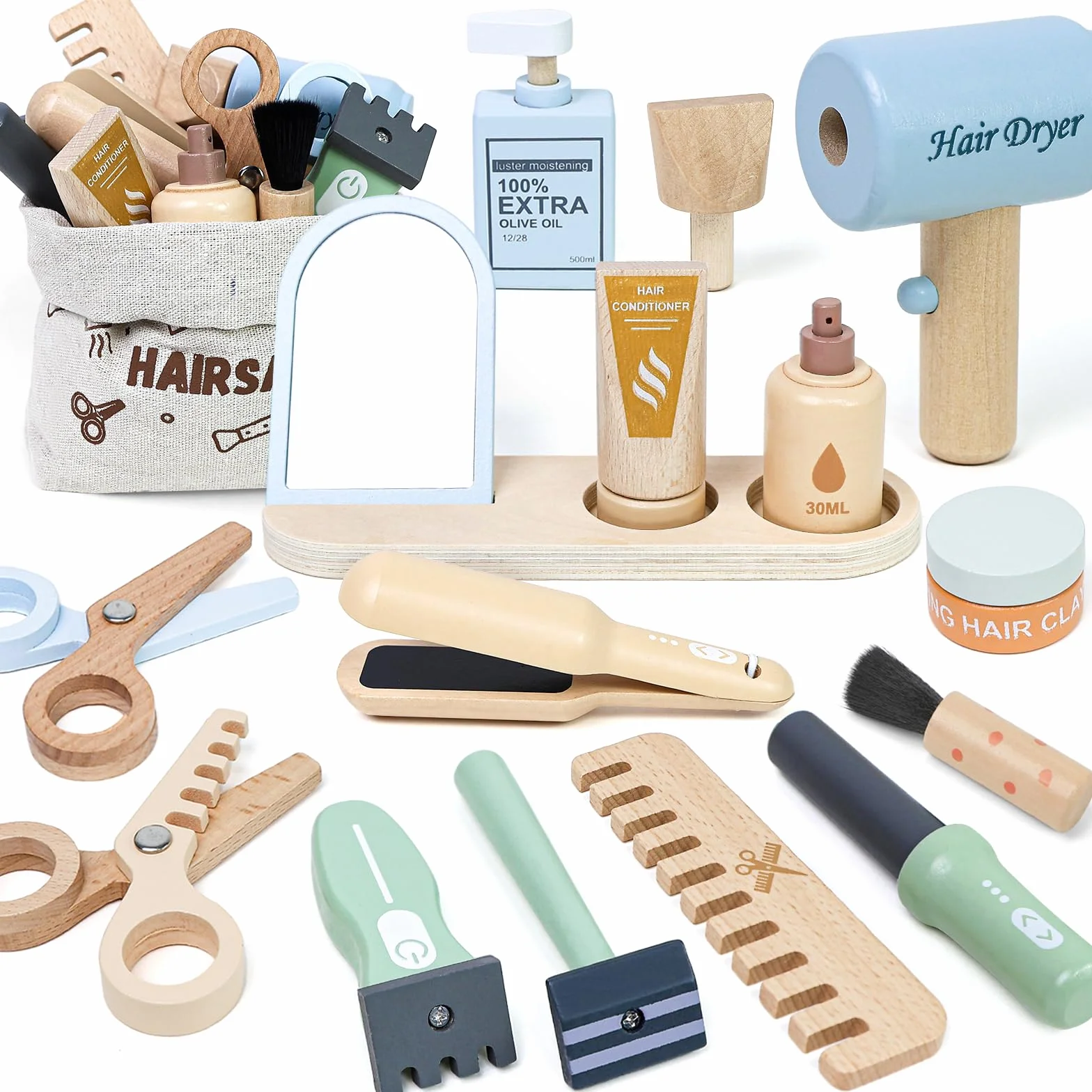 Kit de Coiffure pour Enfants avec Sèche-Cheveux, Jouets de Salon de Coiffure