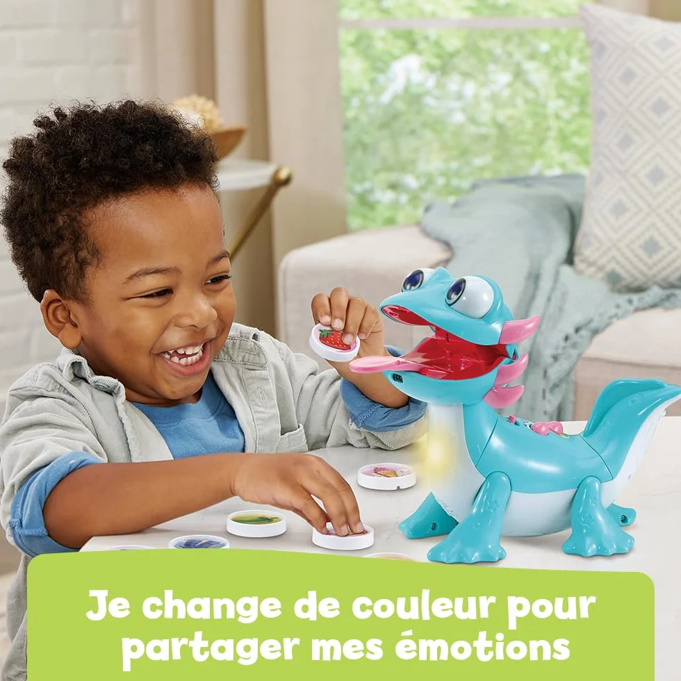 VTech Zébulon Mon Compagnon Glouton Animal Interactif Axolotl Qui Parle Chante Mange et Réagit Jouet Éducatif Cadeau Enfant Dès 2 Ans