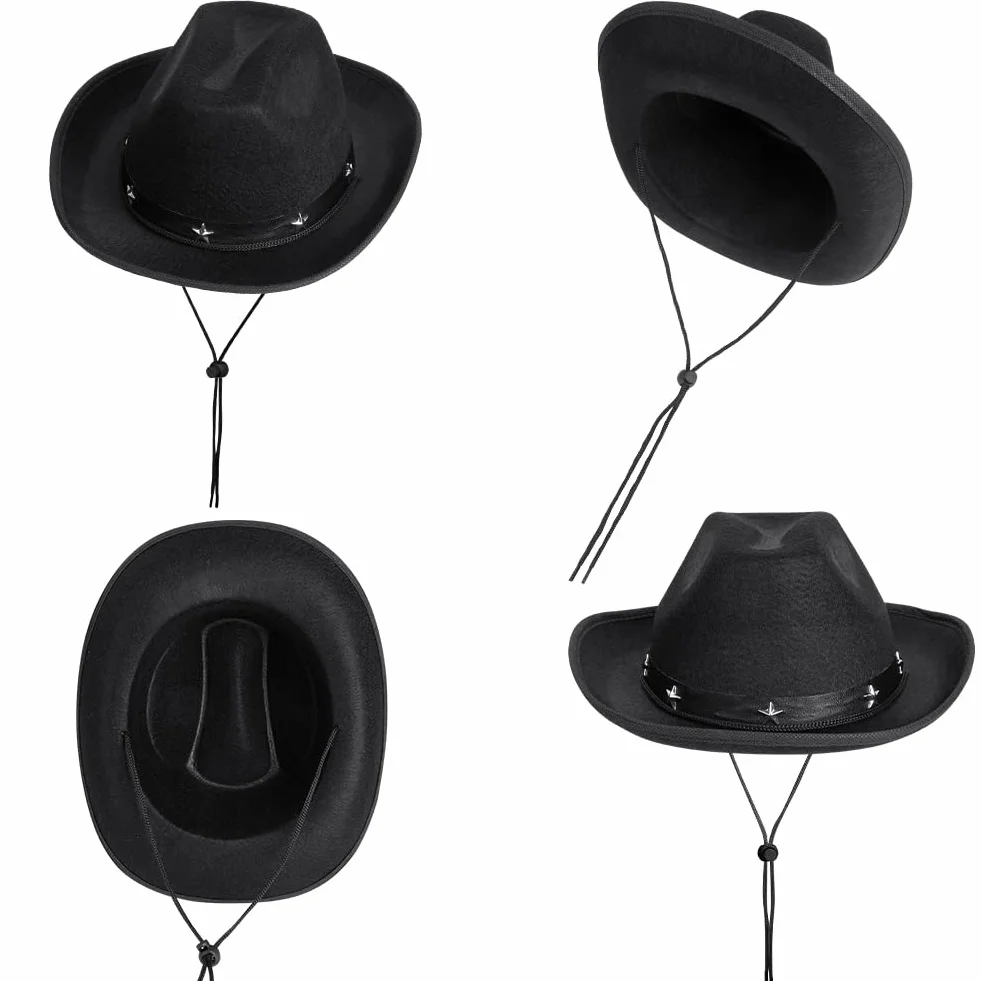 Chapeau de CowBoy pour Enfants 3Pcs avec Étoile Diadème Ficelle Lunettes Coeur Bandana Halloween