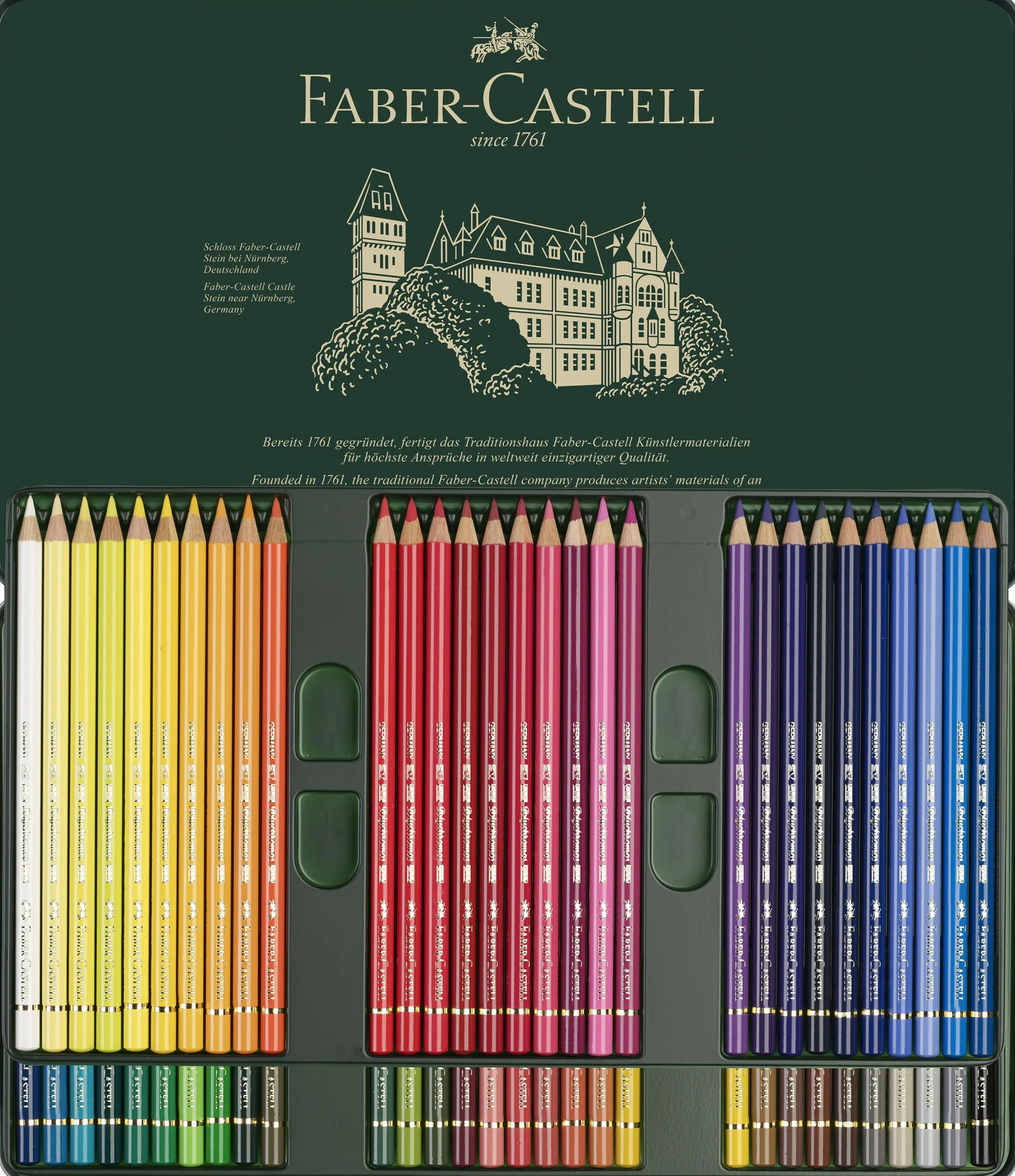 Faber-Castell Polychromos Coffret Métallique 60 Crayons de Couleur 3.8 mm