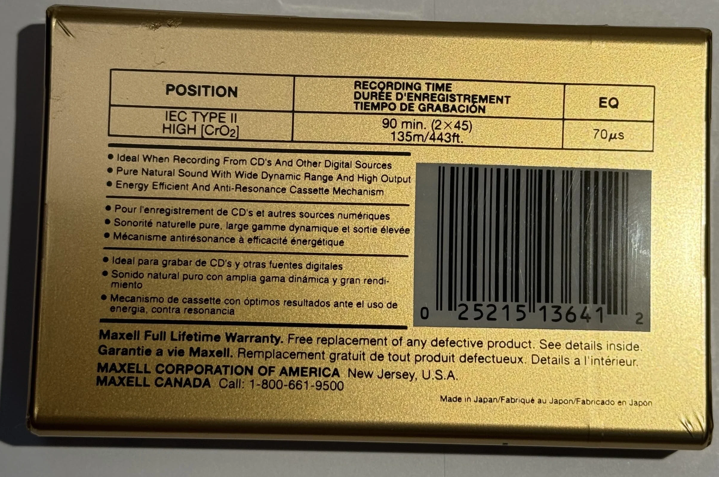 Cassette Audio à Biais Simple Xlii-90