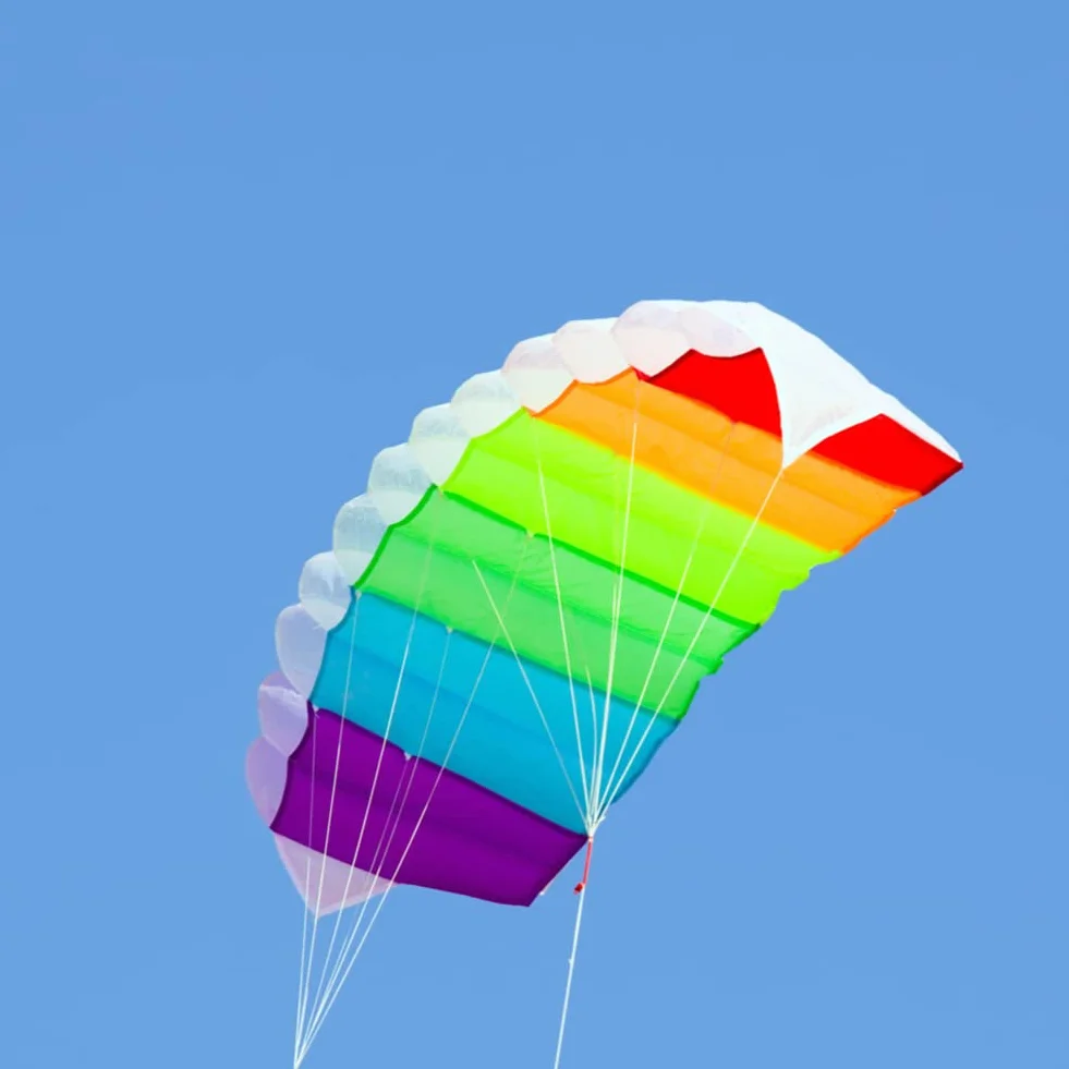 Cerf-volant arc-en-ciel 1,4 m avec corde 30 m pour enfants adultes acrobatie extérieur