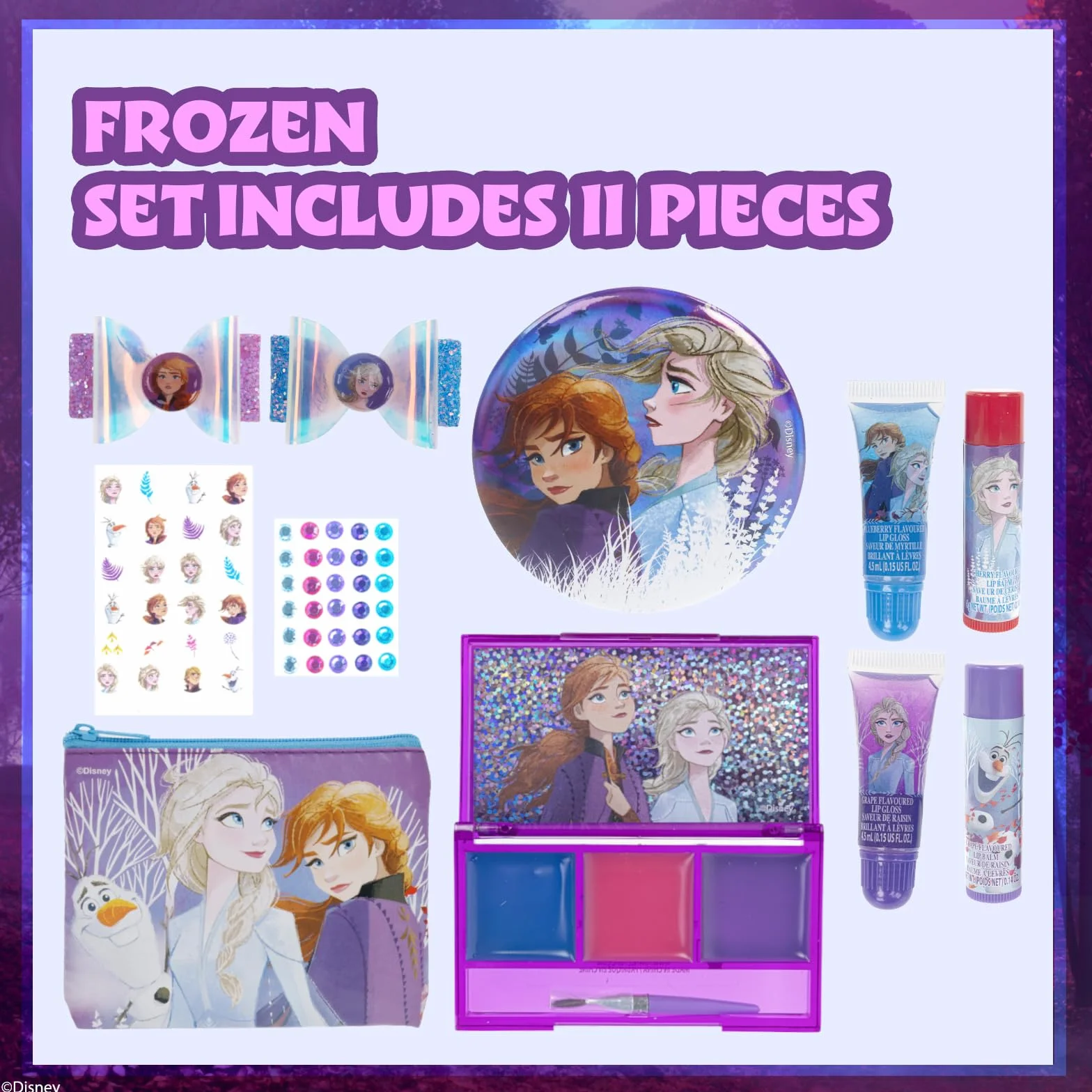 Coffret Maquillage Enfant Frozen Gloss Baume Lèvres Sac