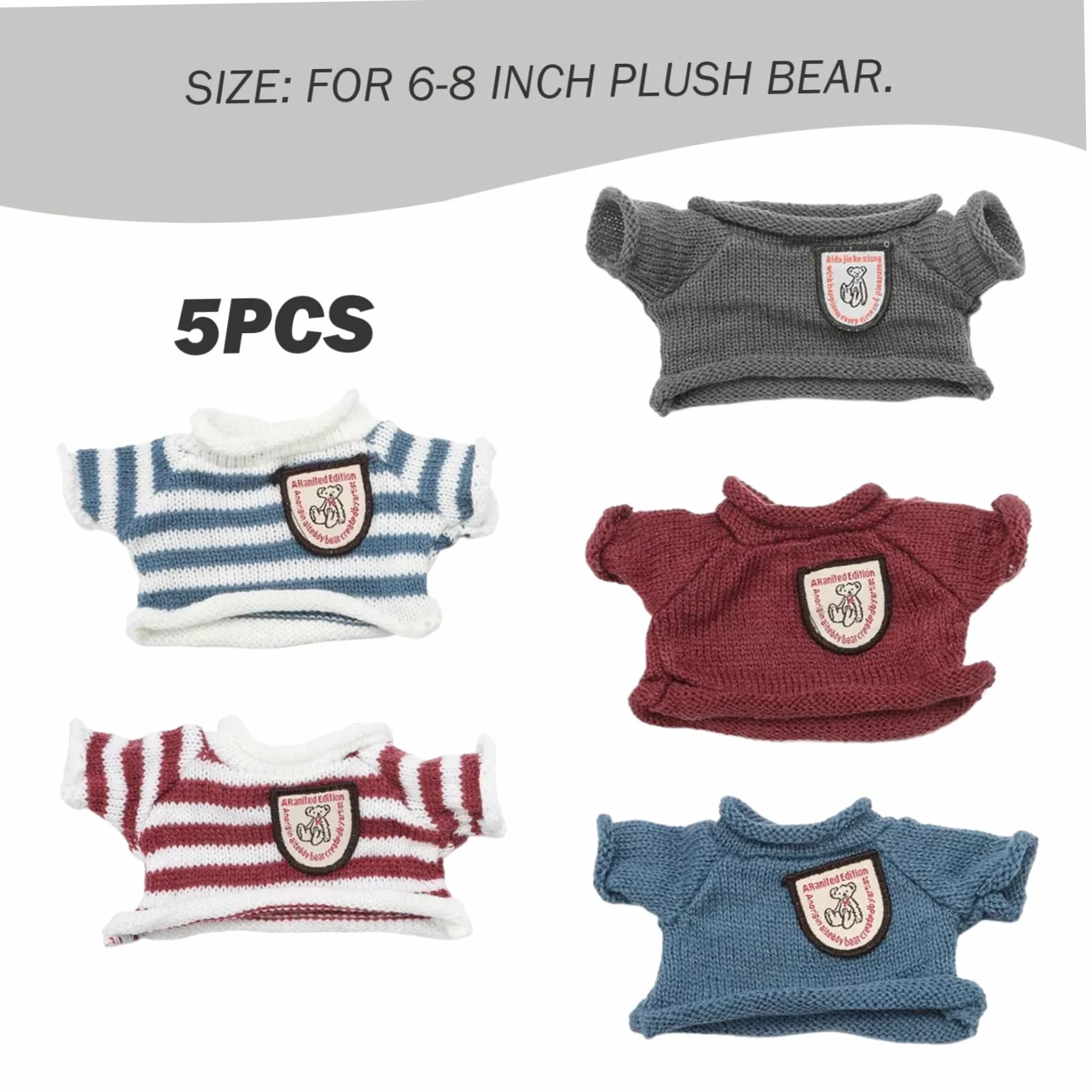Vêtements Pull Ours en Peluche 5 pièces pour Ours 6-8 Pouces Jouet d'habillage