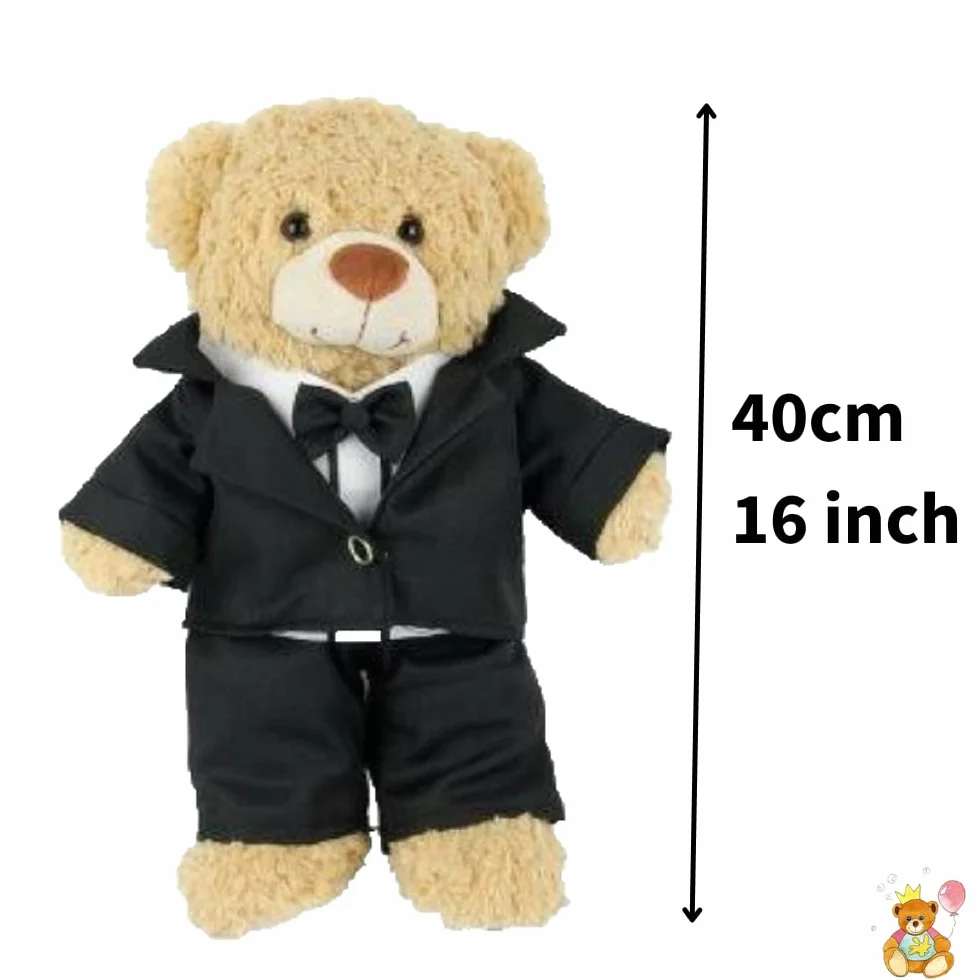 Vêtements d'ours en Peluche Tenue de Smoking de Mariage 40 cm