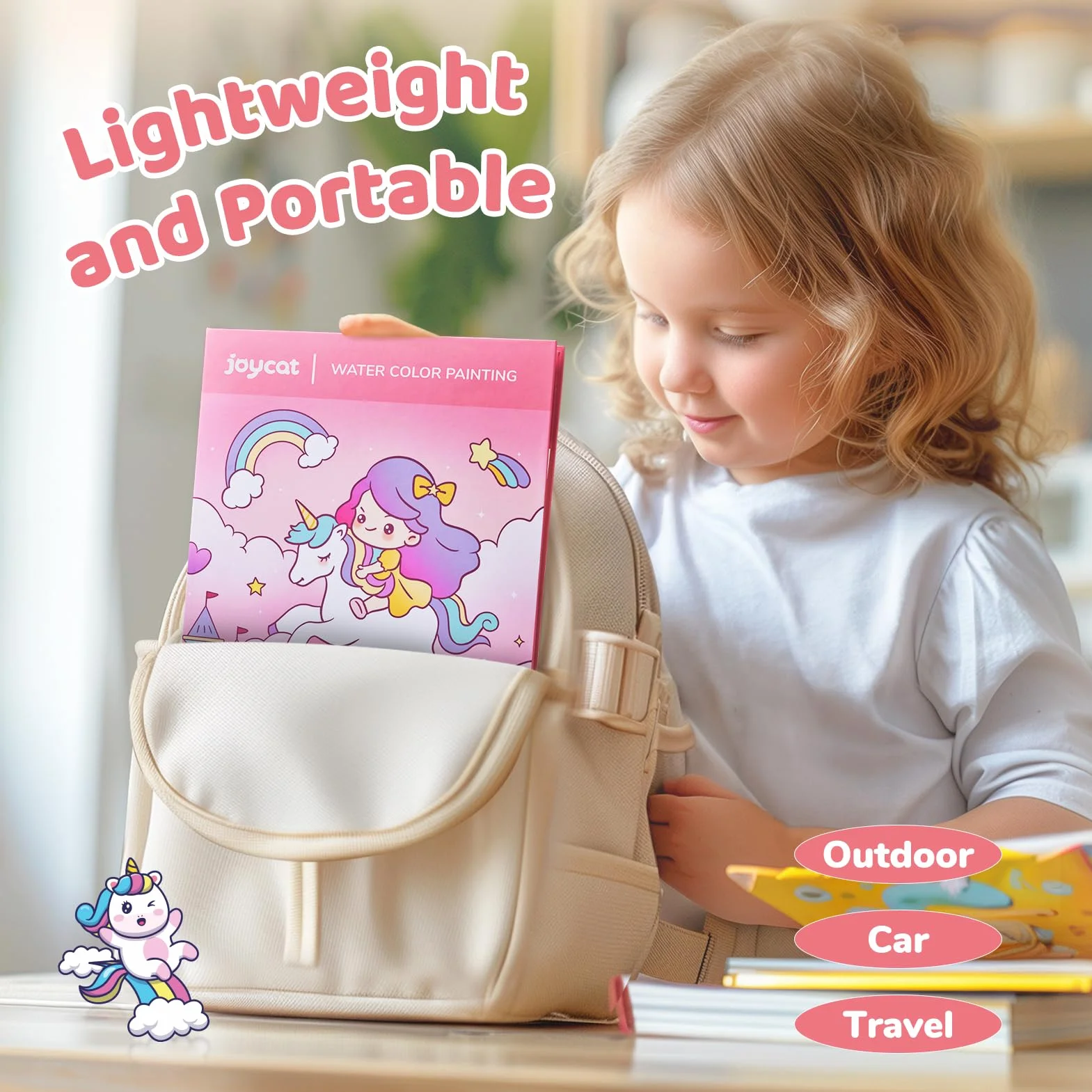 JoyCat Livre de coloriage peintures à l'eau pour tout-petits 3-8 ans, kit peinture aquarelle, jouet éducatif cadeau anniversaire