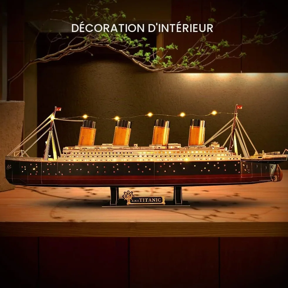 CubicFun Puzzle 3D Titanic LED 88 cm Bateau Modèle 266 Pièces