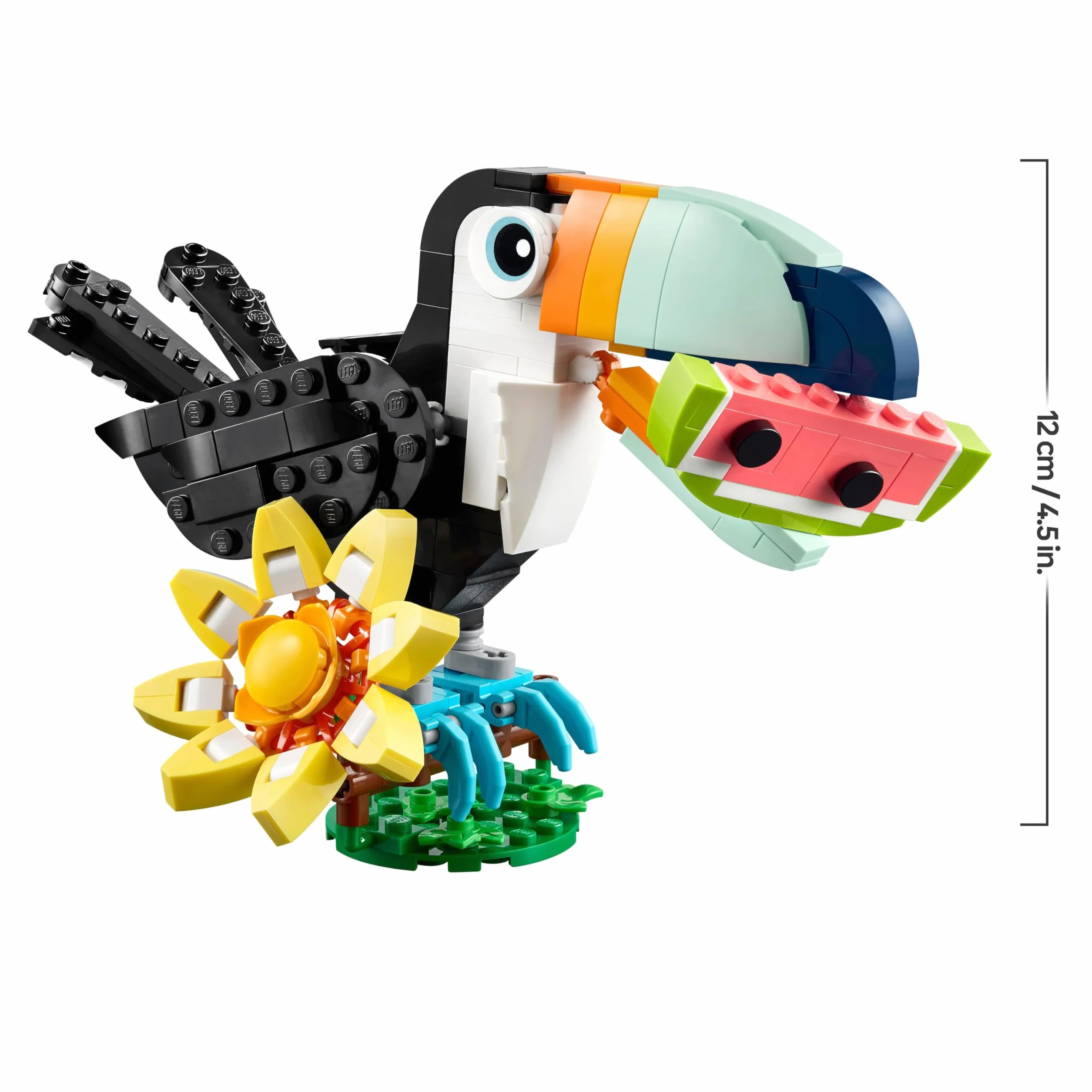 LEGO Creator 3-en-1 Animaux Sauvages Toucan Tropical Oiseau avec Fleur Jouet Animal Transformable Papillon Poisson Tropical Cadeau 7 Ans 31173