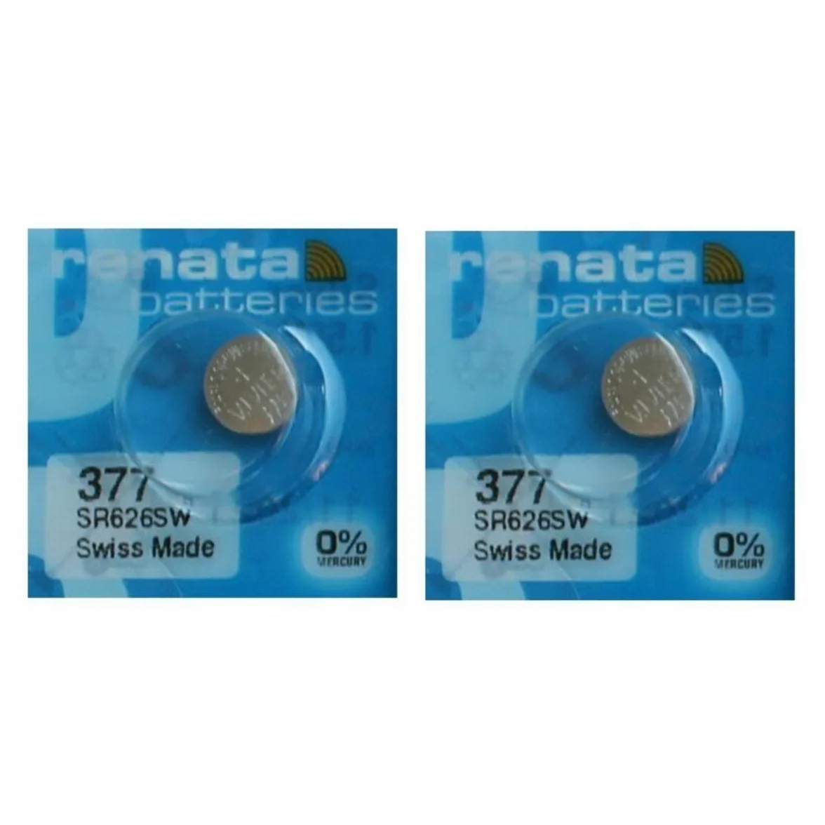 Renata 377 SR626SW Piles Rondes 1,55 V Lot de 2 Fabrication Suisse Argenté