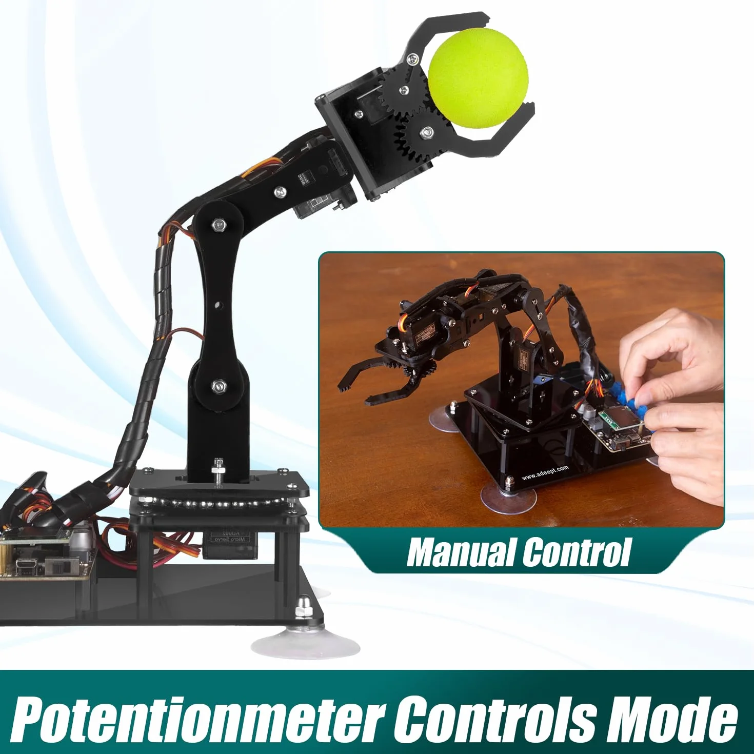 Adeept 5-DOF 5-Axis Educational STEM Programmable Robot Arm Kit with OLED Display Compatible with Arduino IDE Orange
