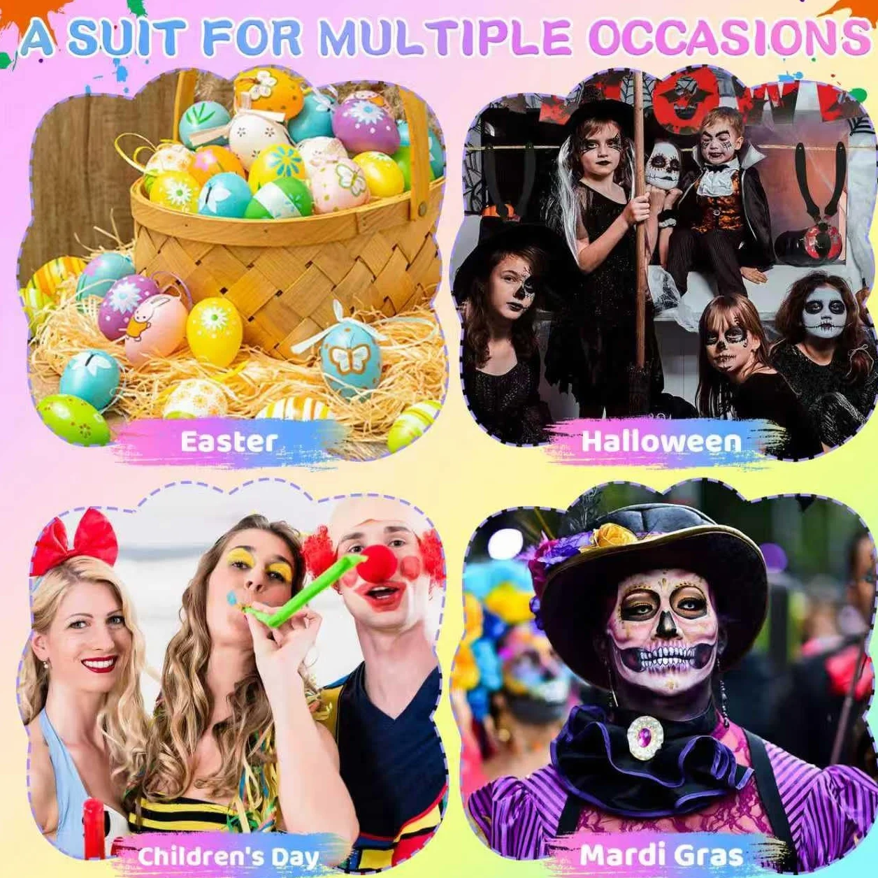 Peinture Corporelle Visage 20 Couleurs Palette Maquillage Enfants avec 2 Pinceaux 60 Pochoirs Halloween Noël Carnaval