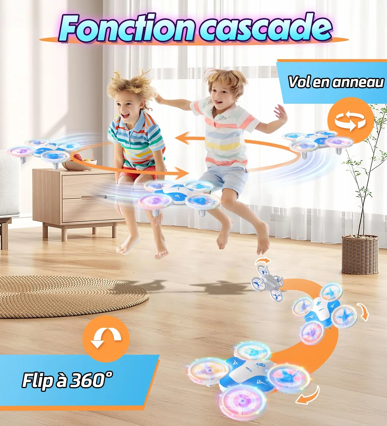 Mini Drone pour Enfants 6-10 Ans, Jouet Avion Télécommandé avec Lumières LED