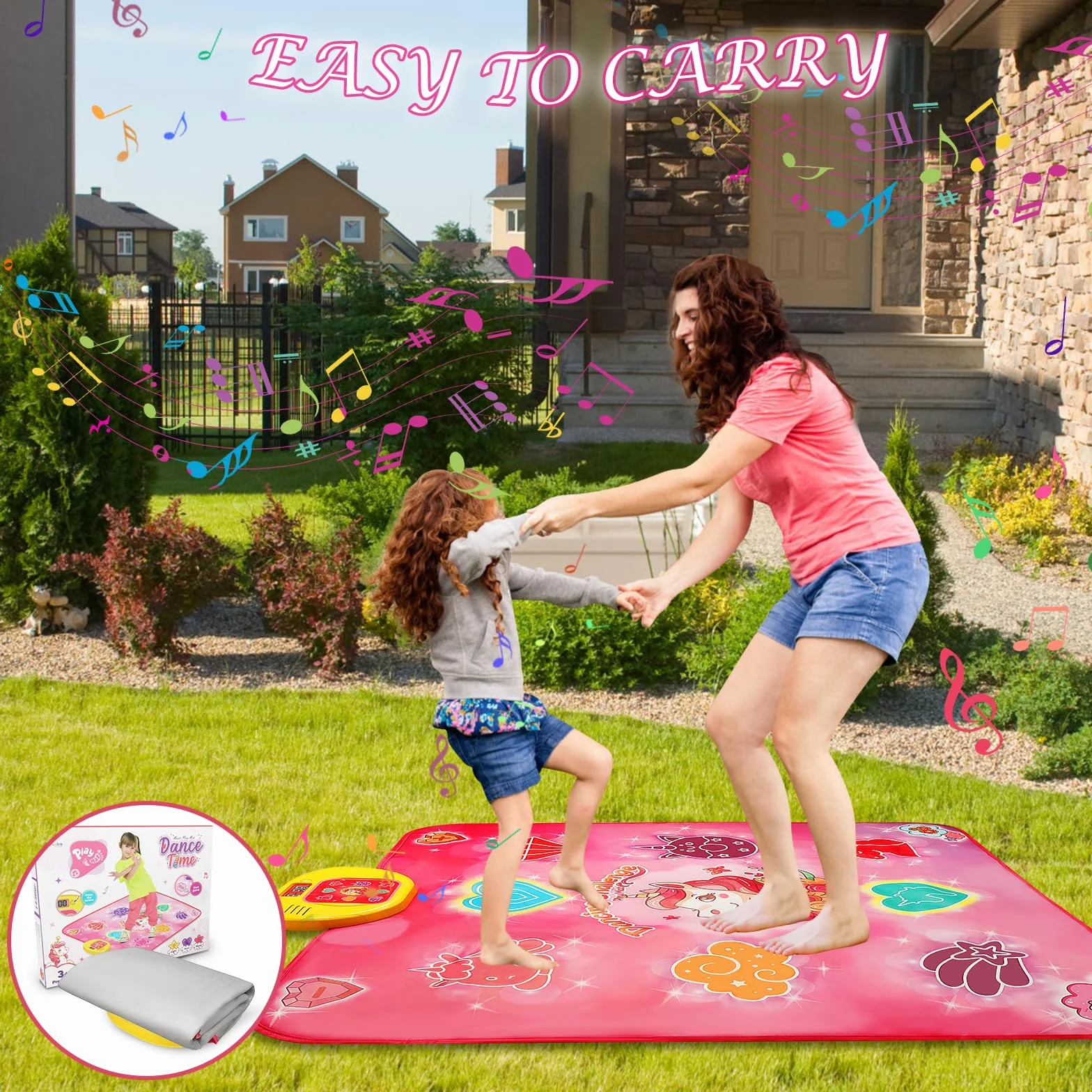 VATOS Tapis de Danse Musicale pour Enfants 3-9 Ans avec Lumières LED et Volume Réglable