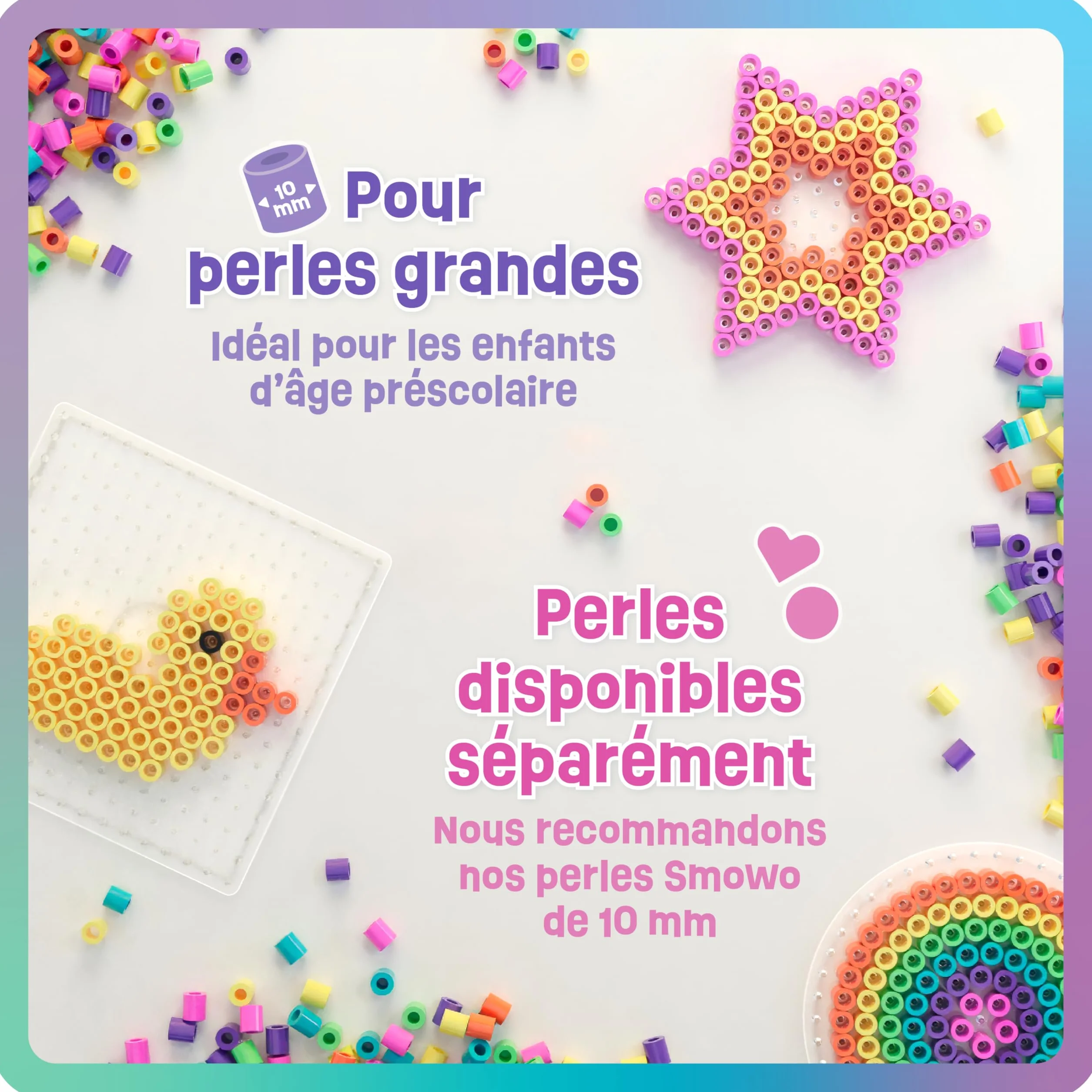 Smowo Plaques de Perles à Repasser 10 mm Lot de 4 Modèles Formes Enfants 3 Ans