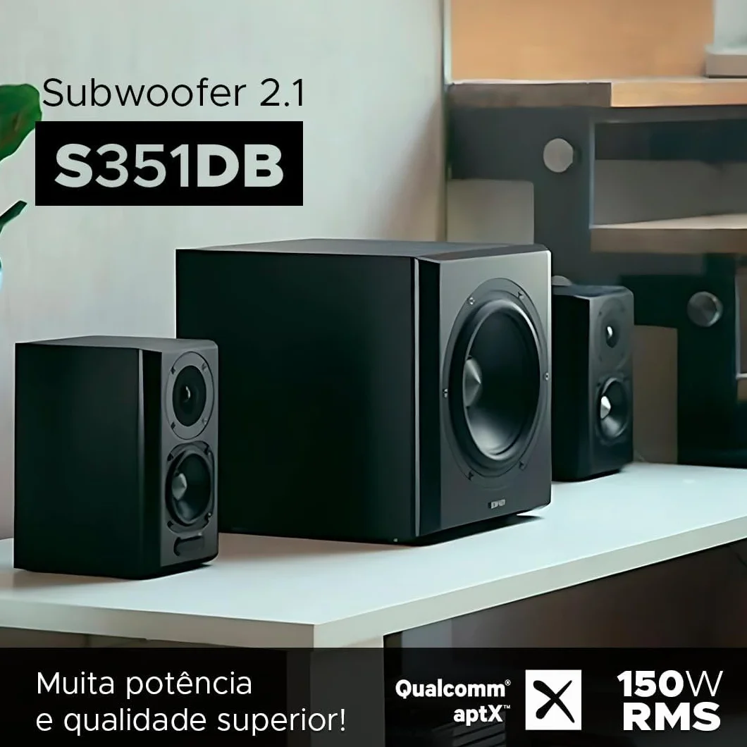 Edifier S351Db Système Audio 150 W Ensemble Stéréo 2.1 Caisson 8" Bluetooth 5.1 aptX DSP DRc Entrées optique coaxiale RCA