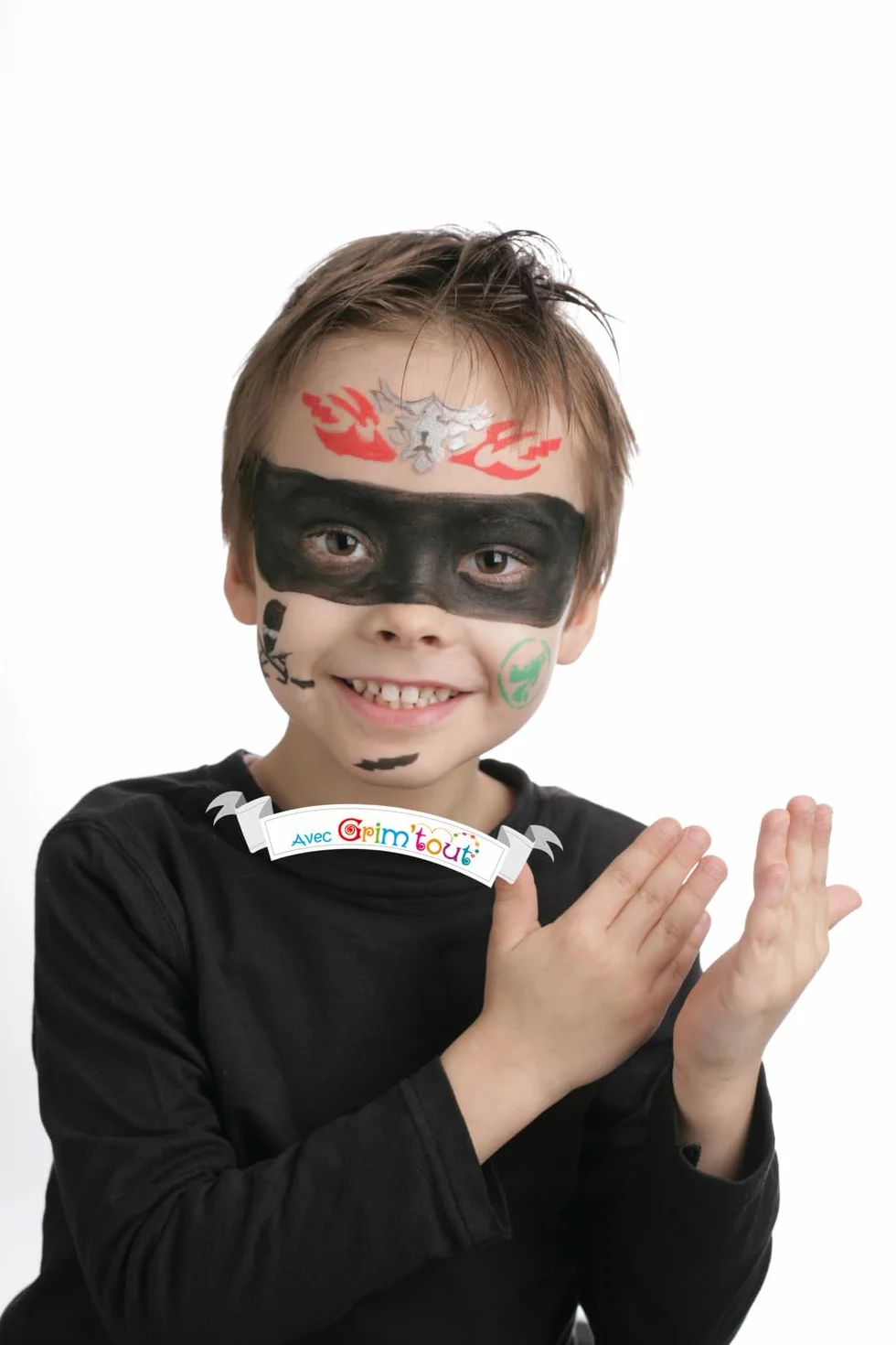 Pochoir Maquillage Enfant Ninja 21x15 cm Reutilisable Lavable Kit Peinture Visage Tatouage Temporaire