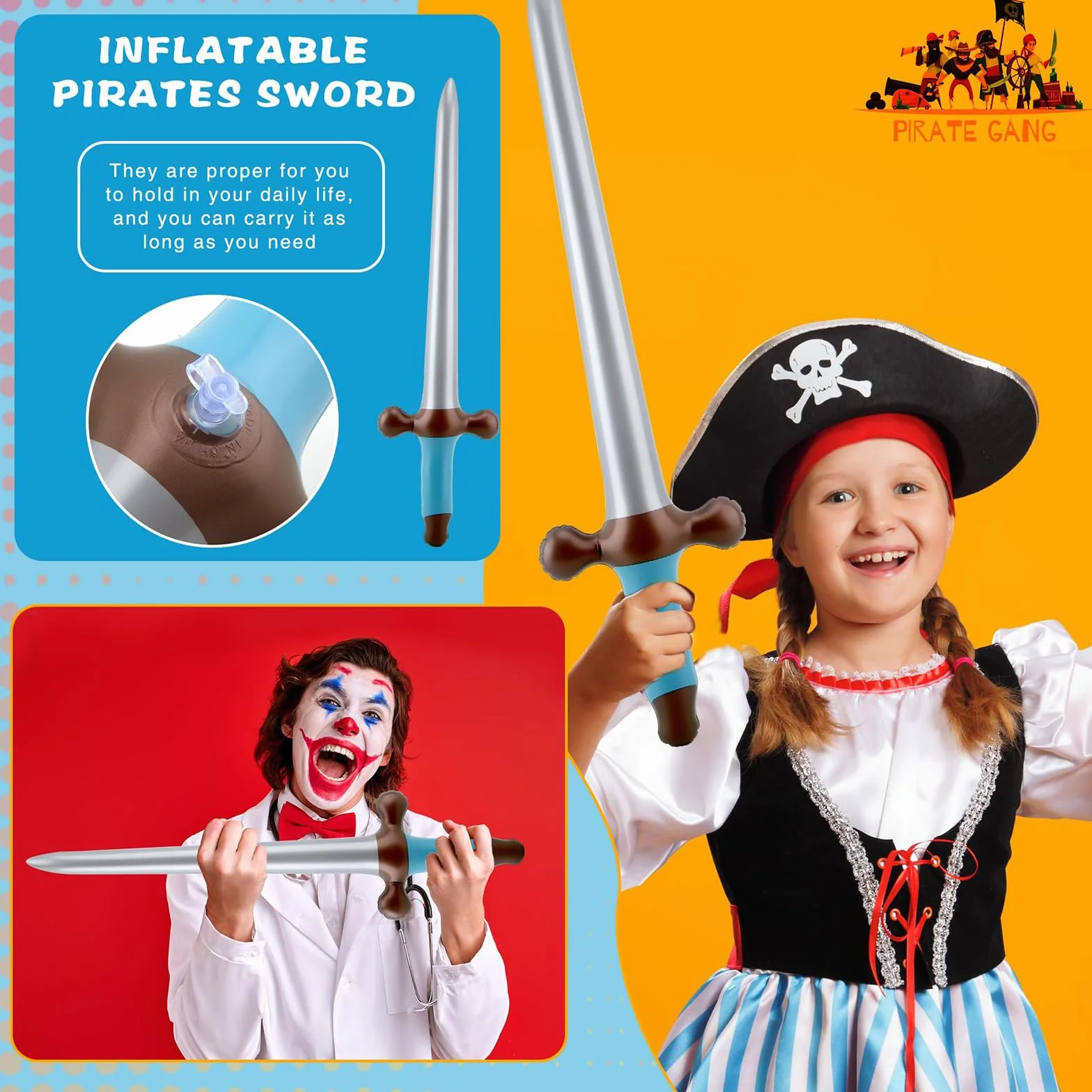 Gonflables Jouet Épée 60 cm Épée de Pirate Epee Enfant Mousse Épées