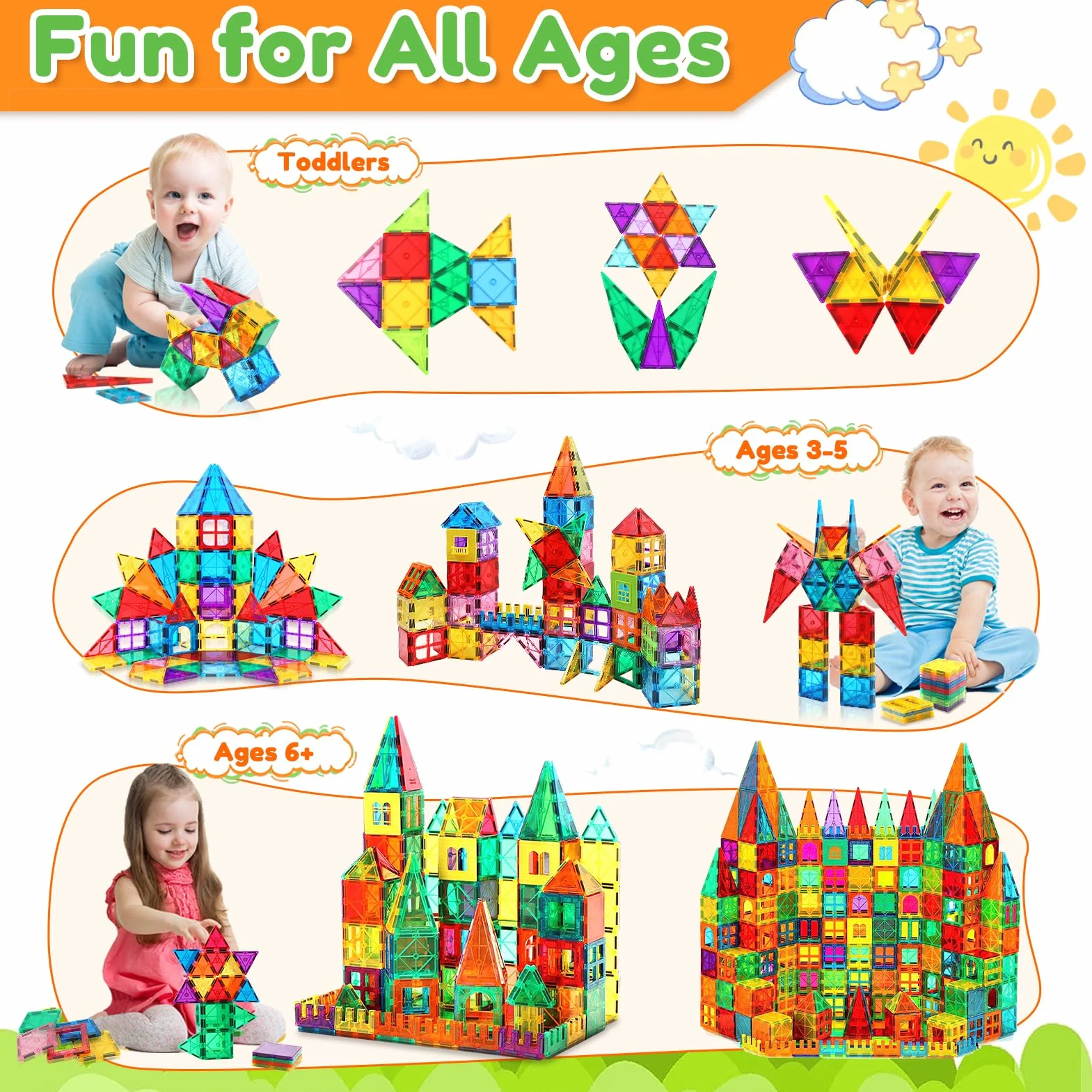Blocs de Construction Magnétiques 100 Pièces Enfant 3-8 Ans Garçon Fille Jouet Cadeaux Noël