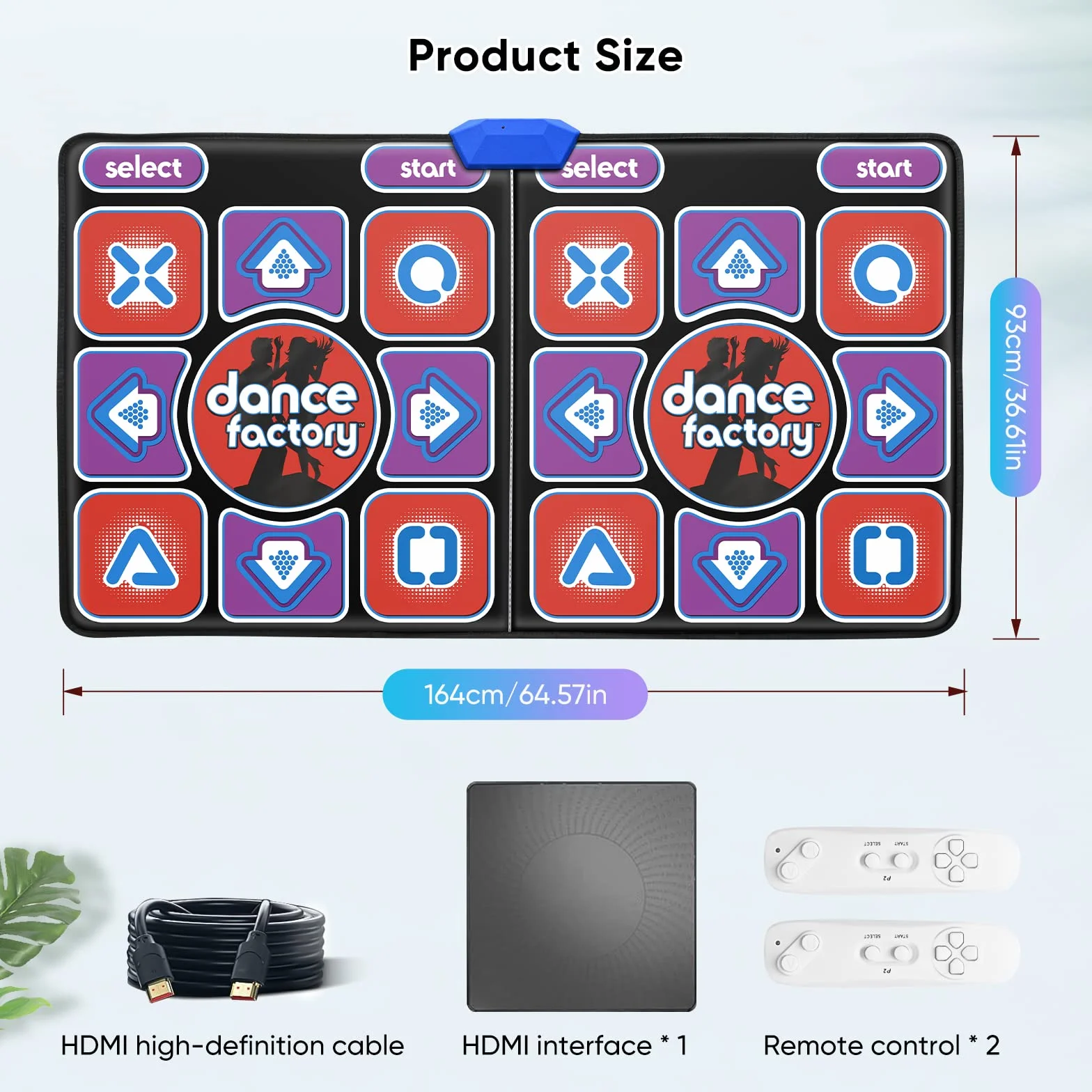Tapis de Danse Double Ultimate Family Fun antidérapant sans Fil 200 Jeux 100 Morceaux Musique Enfants Adultes 166 x 93 cm