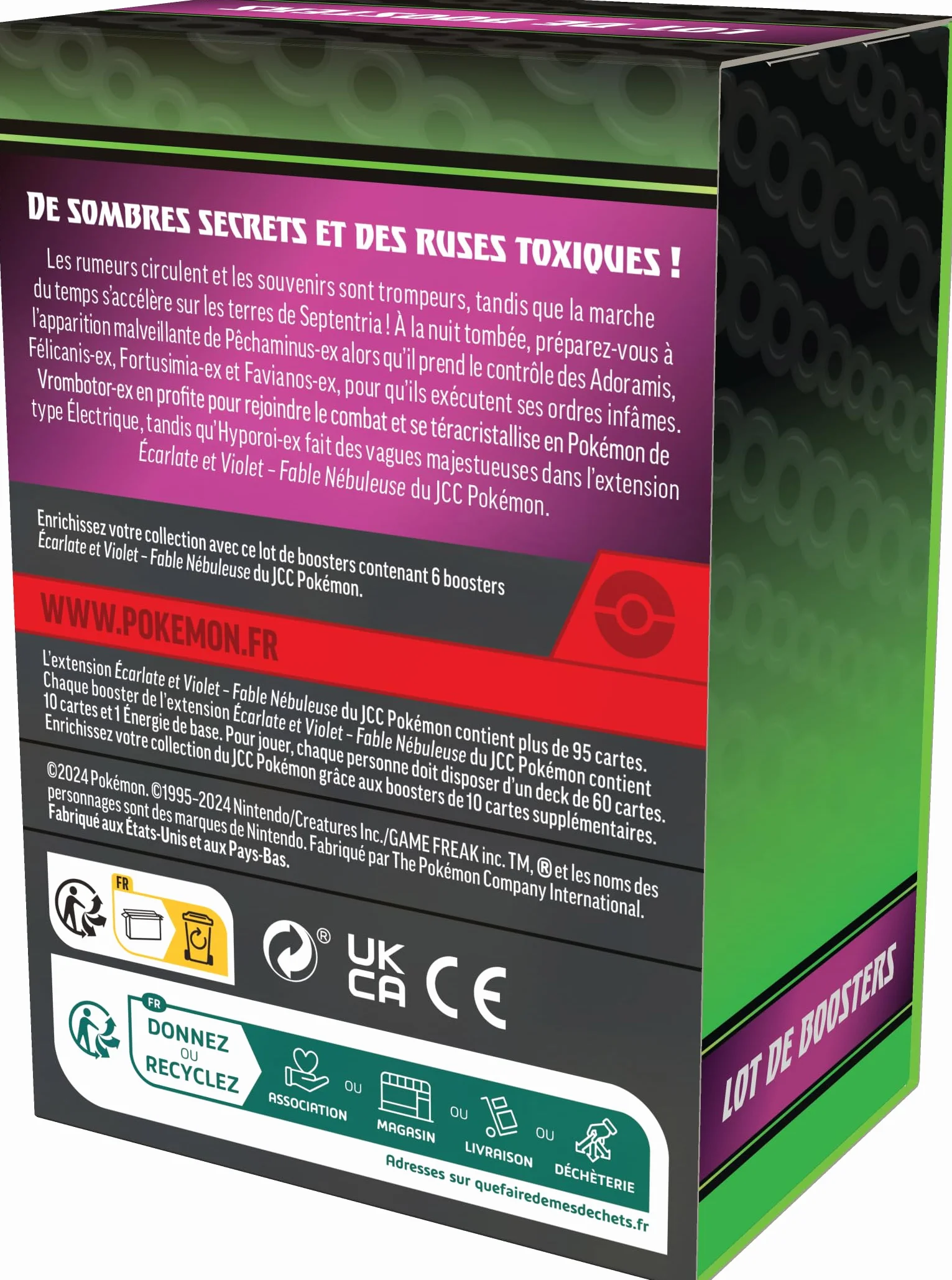 Pokémon: Lot de boosters Écarlate et Violet – Fable Nébuleuse du JCC Pokémon (6 boosters)