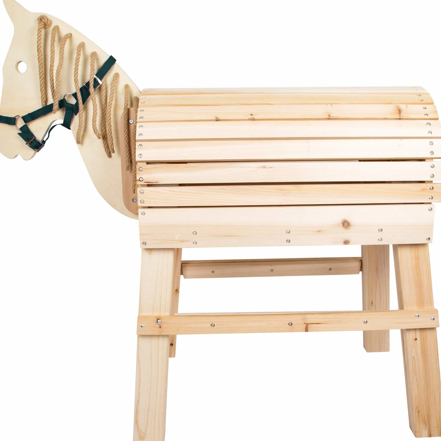 Small Foot Cheval de Bois pour Enfants à partir de 3 Ans, Aide à l'escalade et Licol, Beige