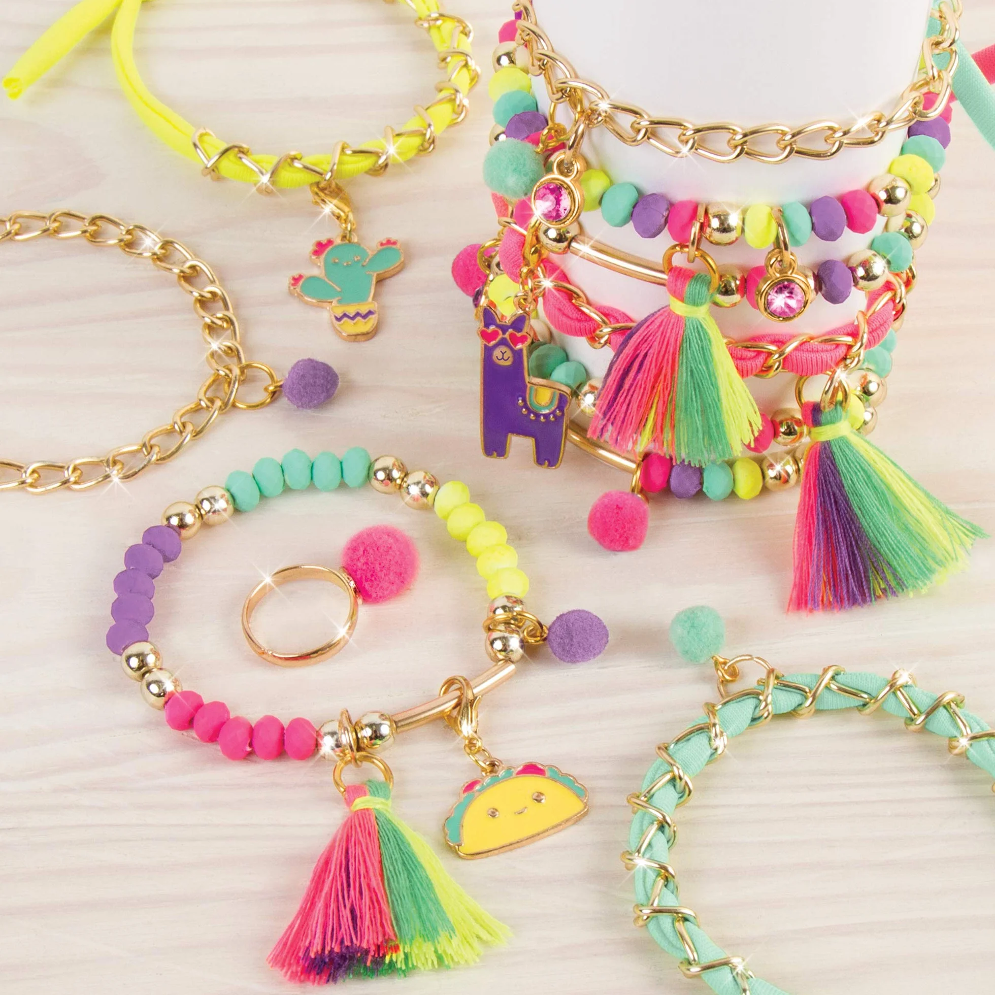 Make It Real Kit de fabrication de bracelets avec perles fluo - Bijoux de l'amitié pour enfants