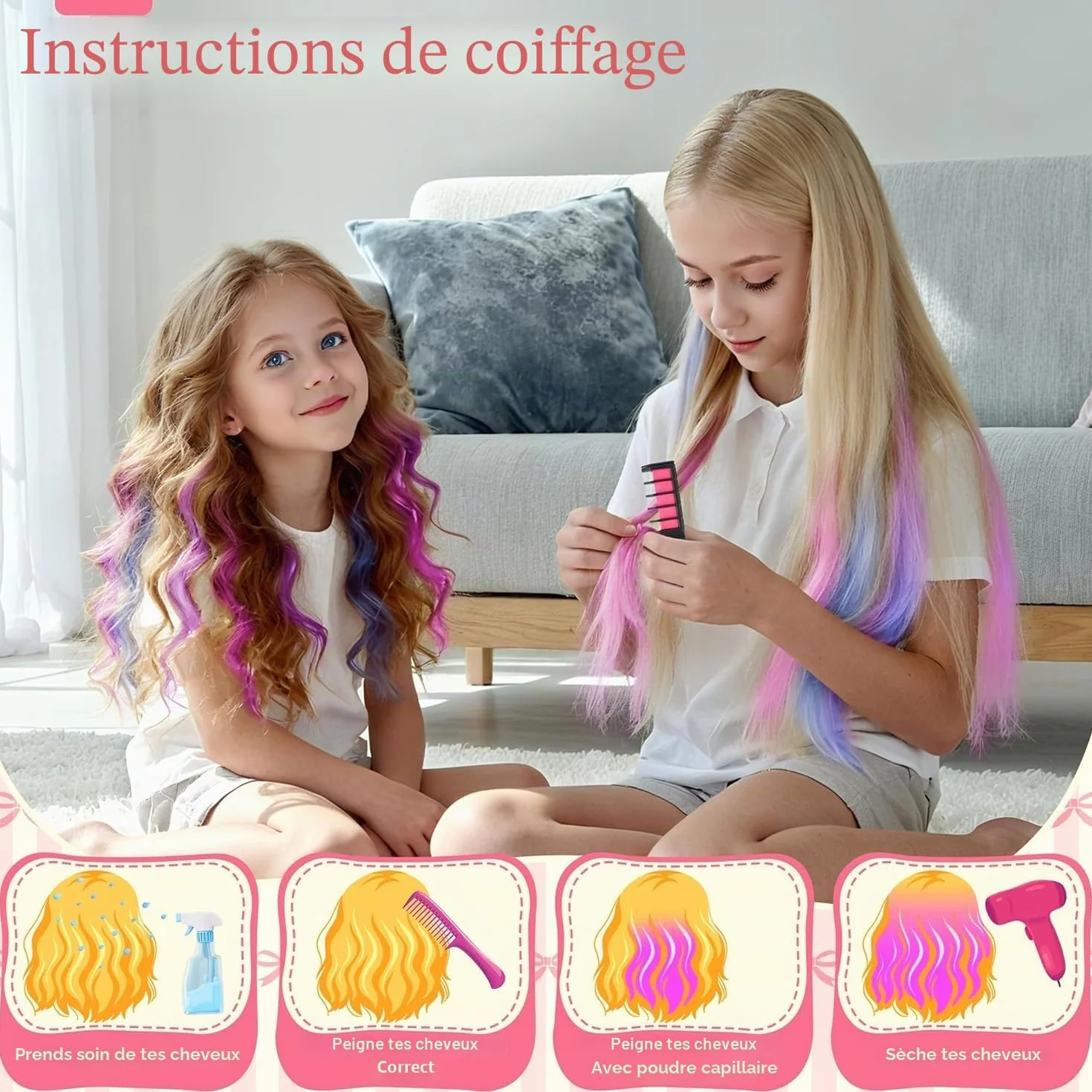 JONRRYIN Kit de broderie de cheveux 3-en-1, machine à tresses automatique avec perles et strass pour filles