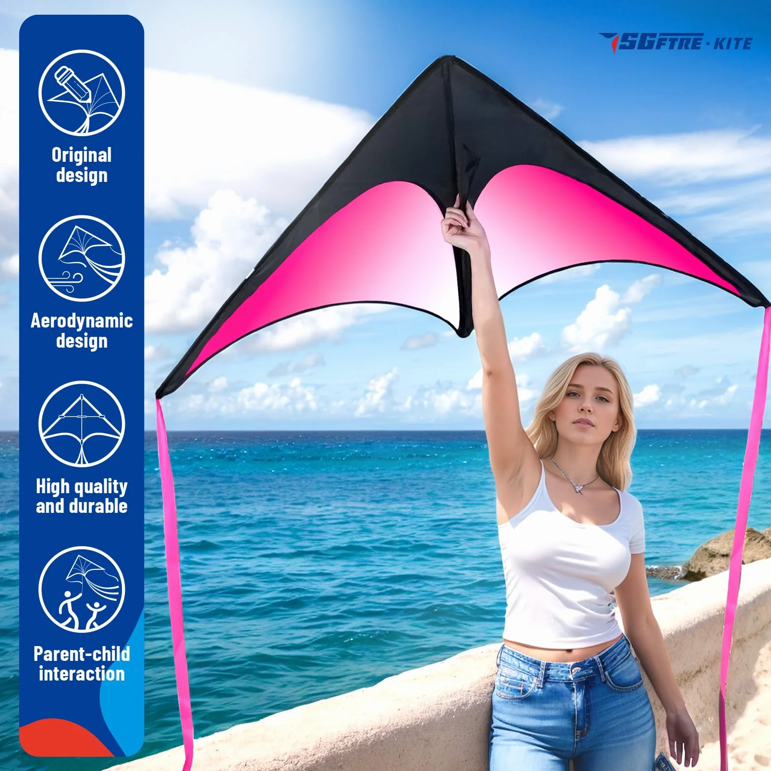 Lot de 3 cerfs-volants Delta pour enfants et adultes, faciles à voler, parfait pour parc et plage