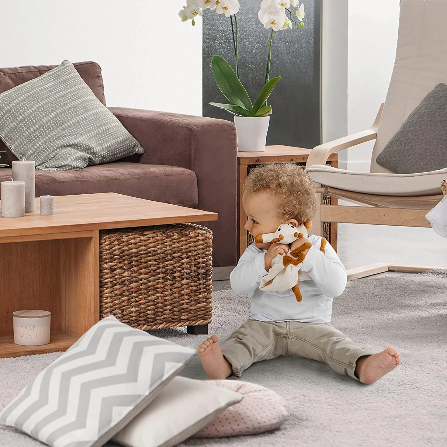 Sophie la Girafe Doudou avec attache sucette Blanc Beige