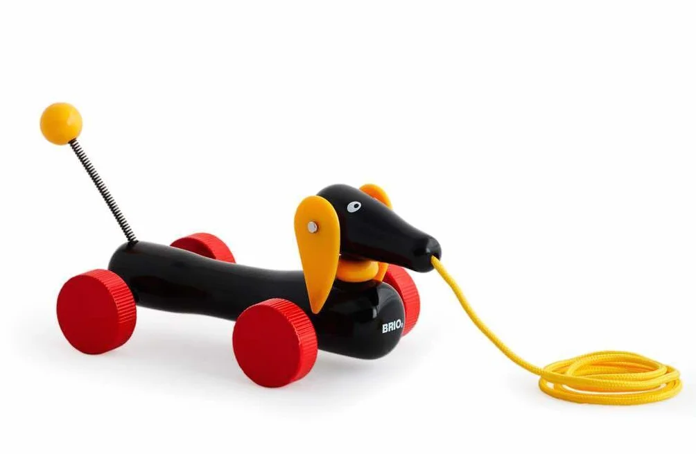 BRIO Jim Le Teckel Chien à tirer en bois certifié FSC® Jouet d'éveil premier âge Stimule la marche Pour enfant à partir de 12 mois