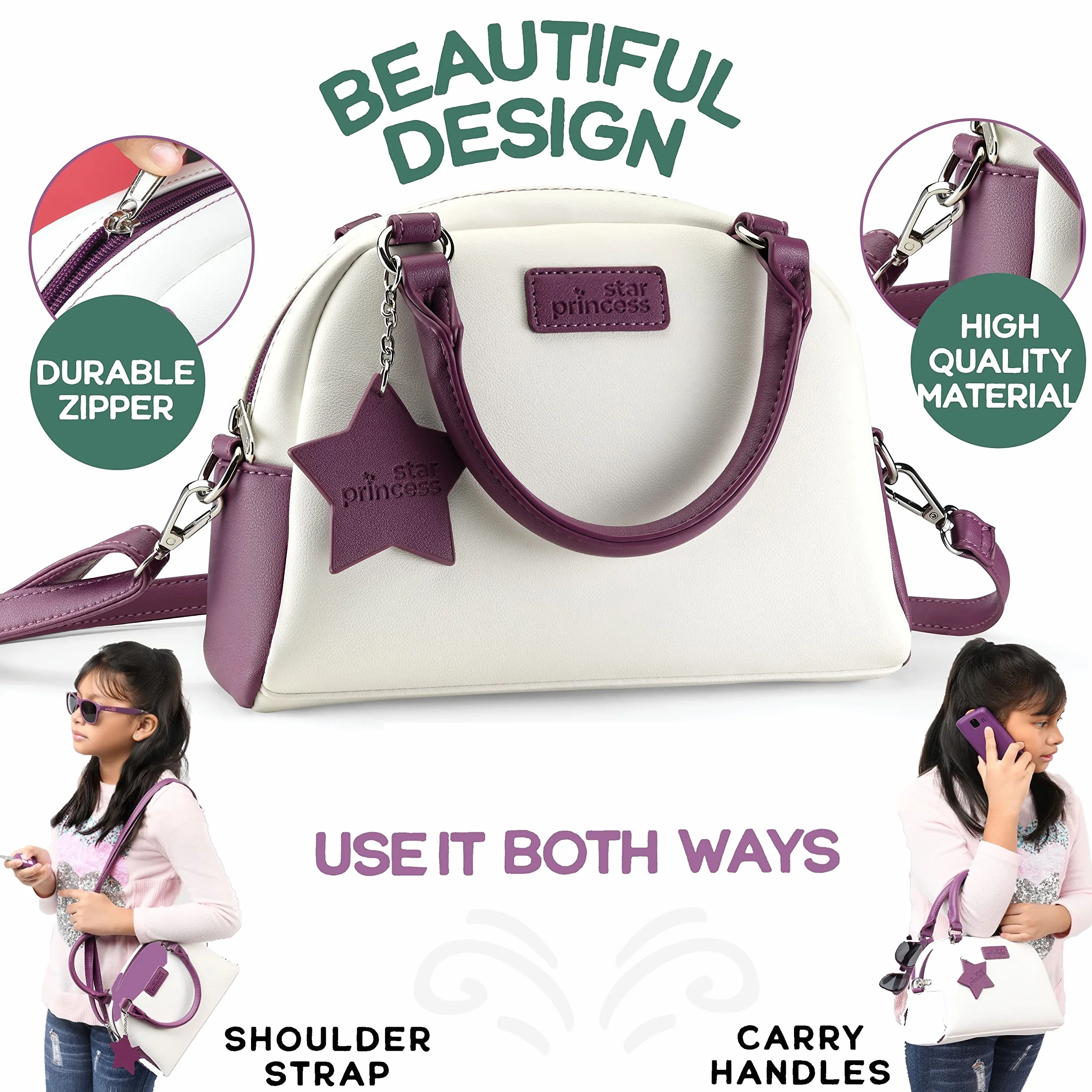 Sac à Main pour Tout-Petits Filles avec Accessoires - Mon Premier Sac à Main Comprend Un Sac à Main, Un téléphone, Un Portefeuille, Trousse de Maquillage et Jouets de Simulation pour Enfants