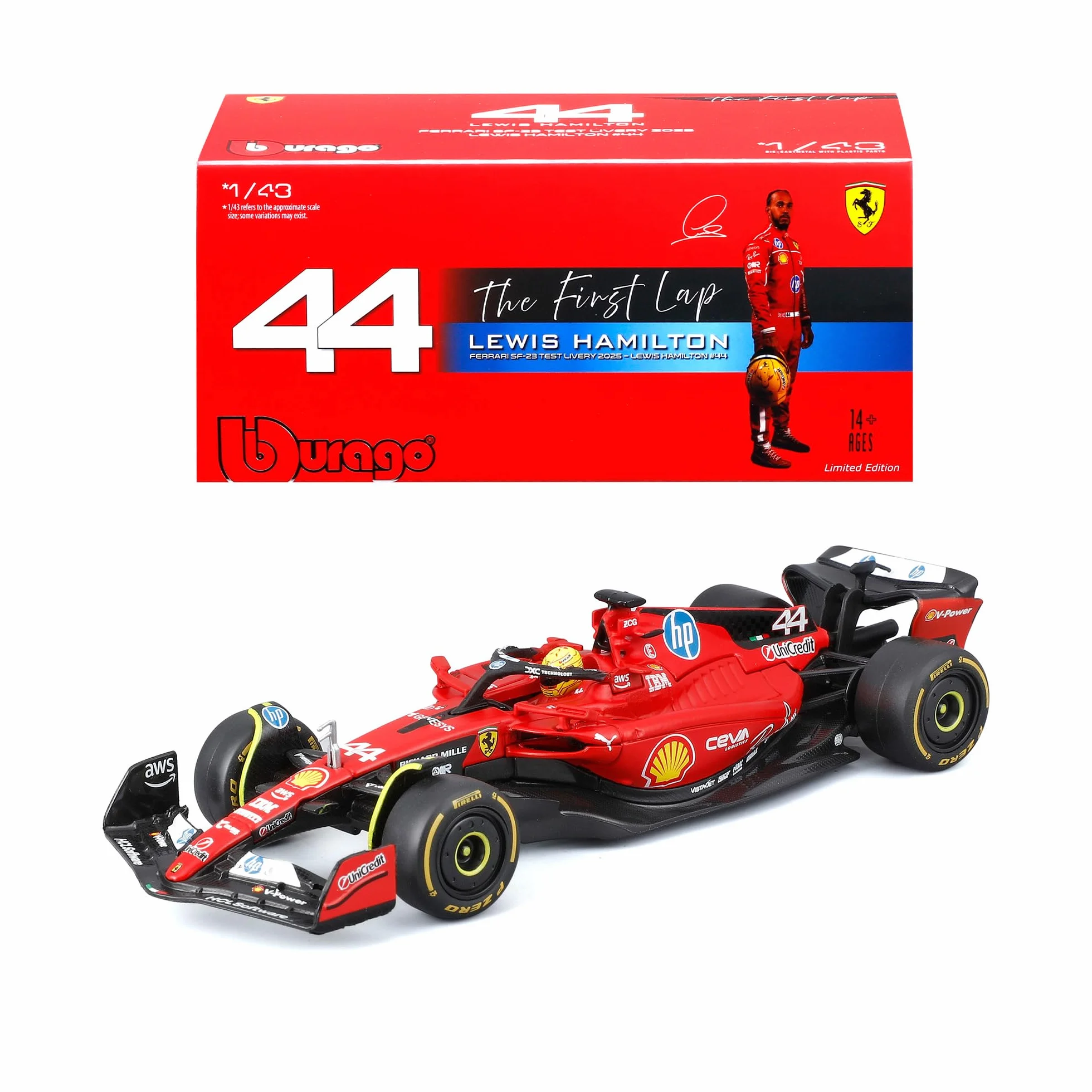 Bburago Ferrari SF-23 Test Fiorano Lewis Hamilton 1:43 Diecast Voiture, Réplique Officielle 2025