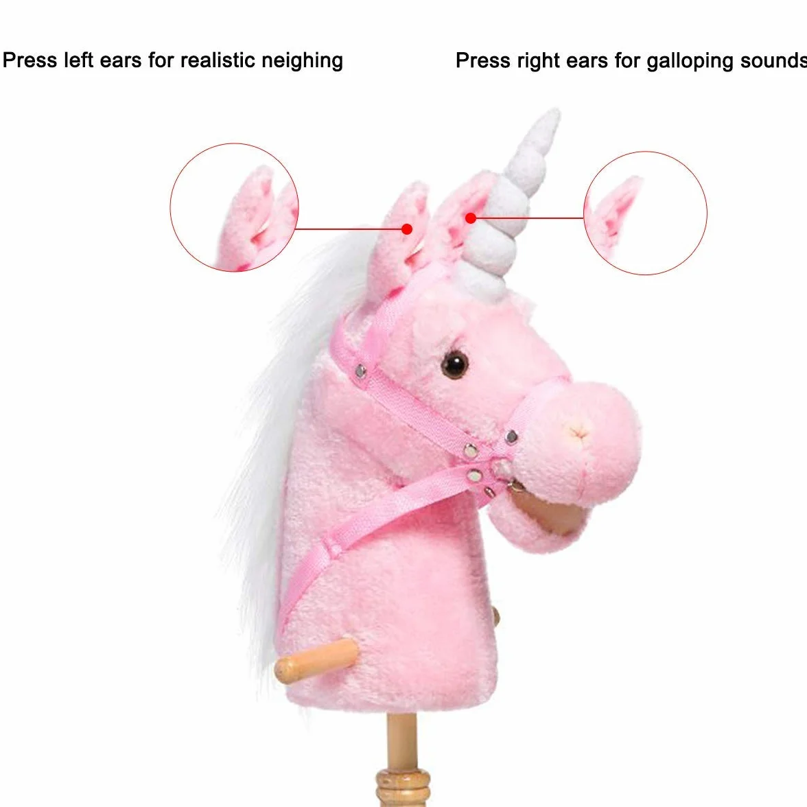 Cheval Hobby Rose avec Peluche Licorne et Poignées pour Enfants 3 Ans+