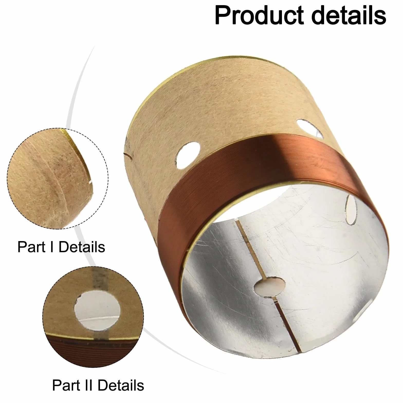 Lot de 2 bobines de fil de cuivre rond 2 couches pour haut-parleur basse 8 Ohm 25,5-75,5 mm