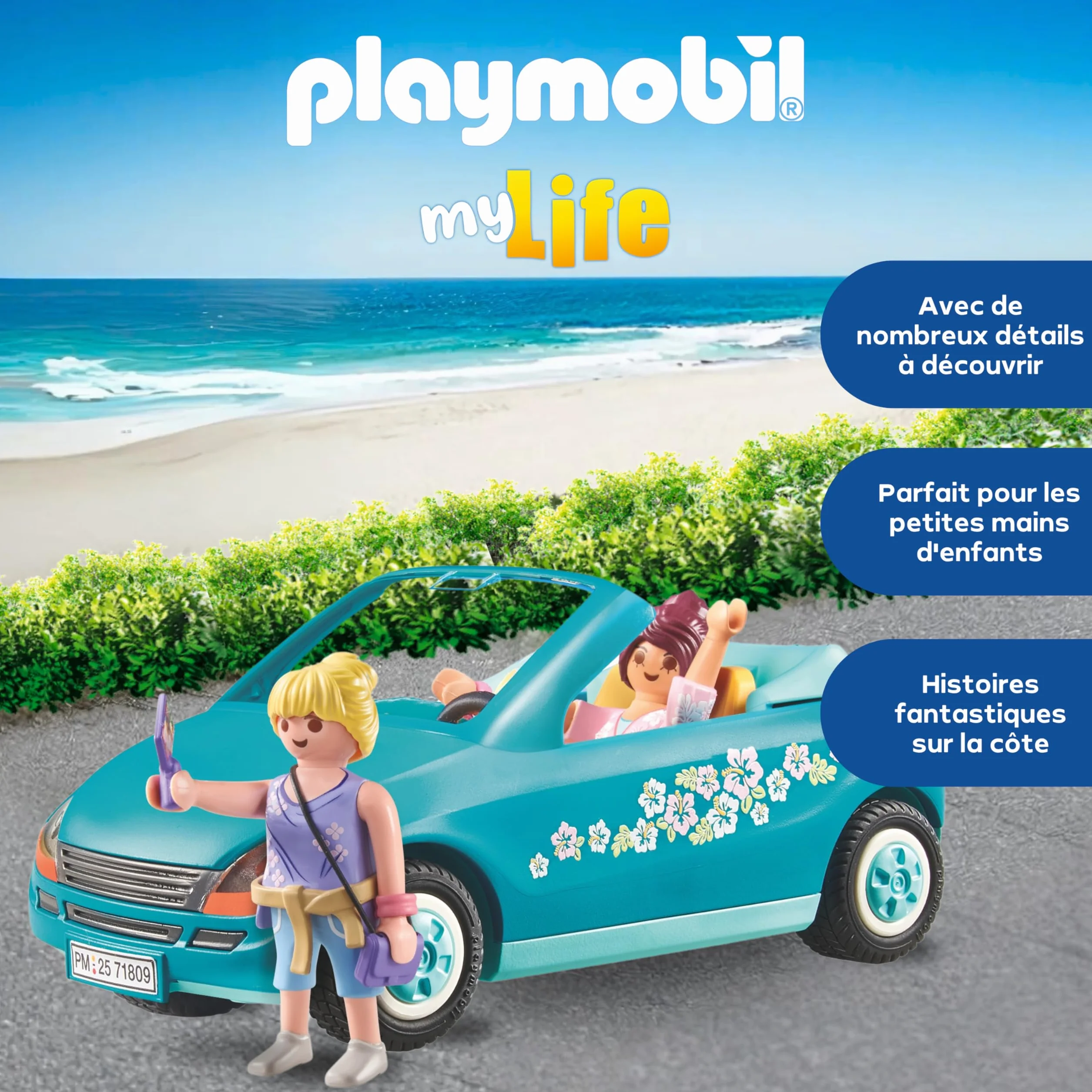 Playmobil My Life Cabriolet Voiture Jouet Enfants 4 Ans Véhicule Figurines Accessoires 71809