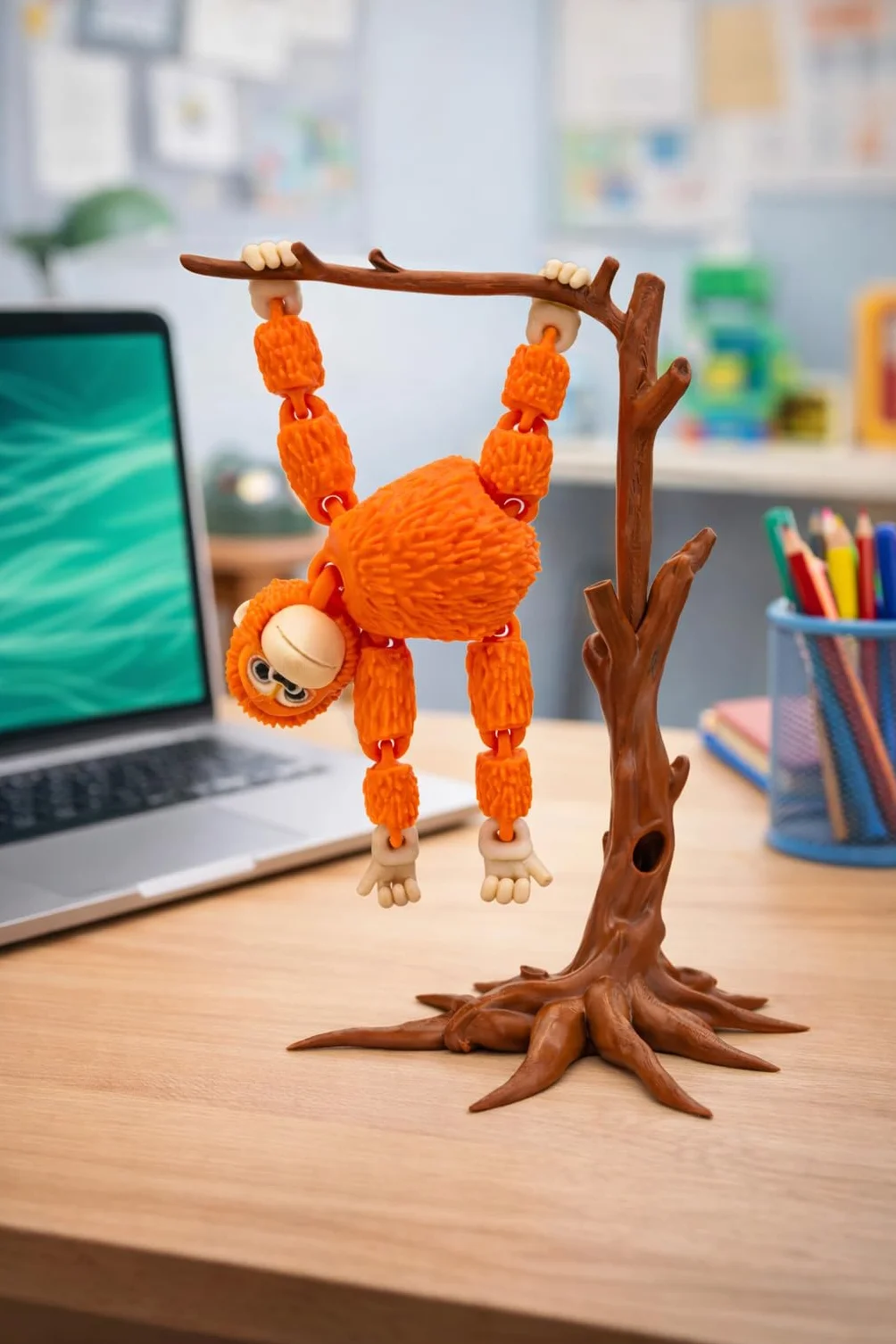 Figurine articulée Singe Punch The Monkey avec Arbre Support - Cadeau émotionnel Symbole d'amour
