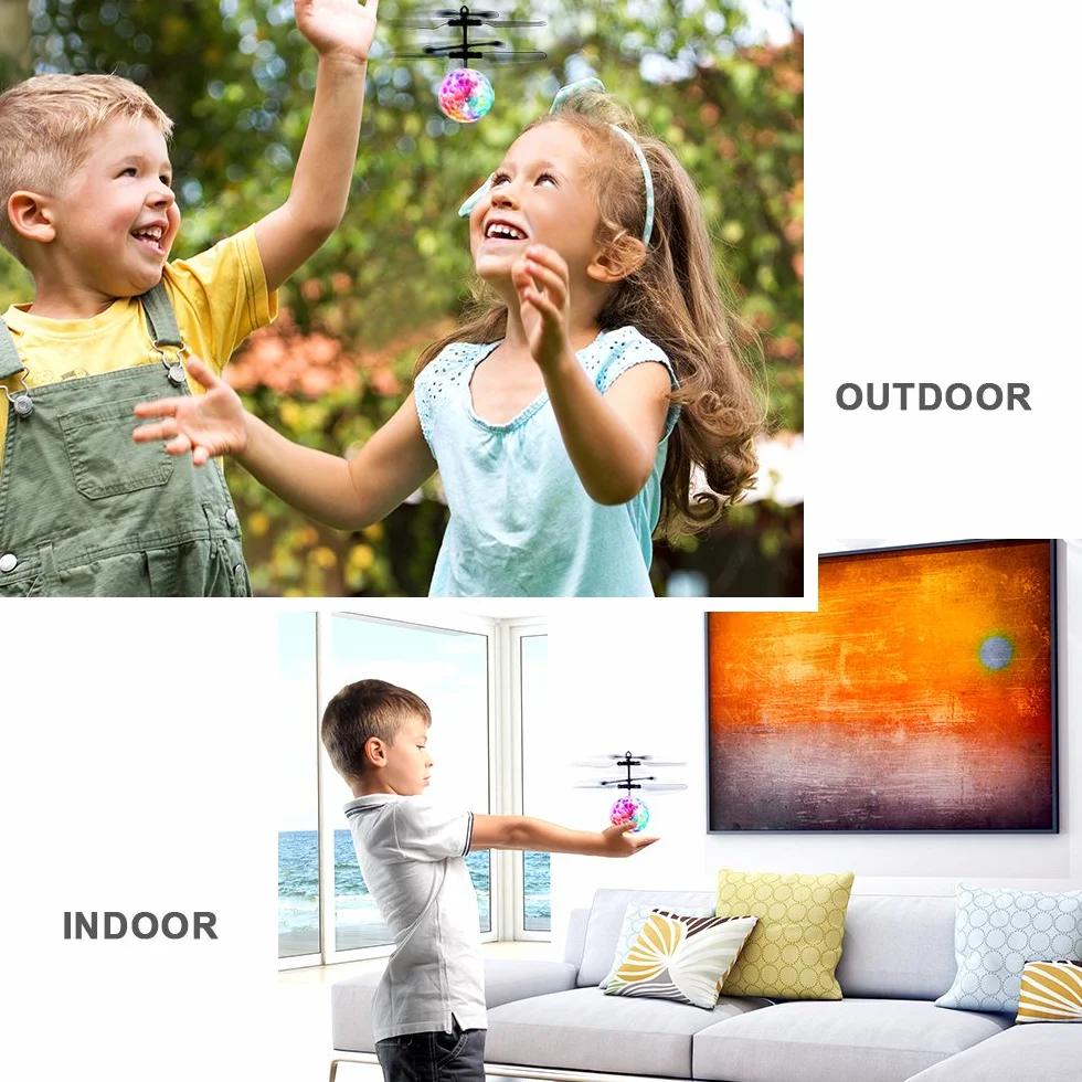 RC Flying Ball Jouet Cadeau pour Enfants 8-12 Ans, Induction Infrarouge Hélicoptère Drone avec LED Lumière