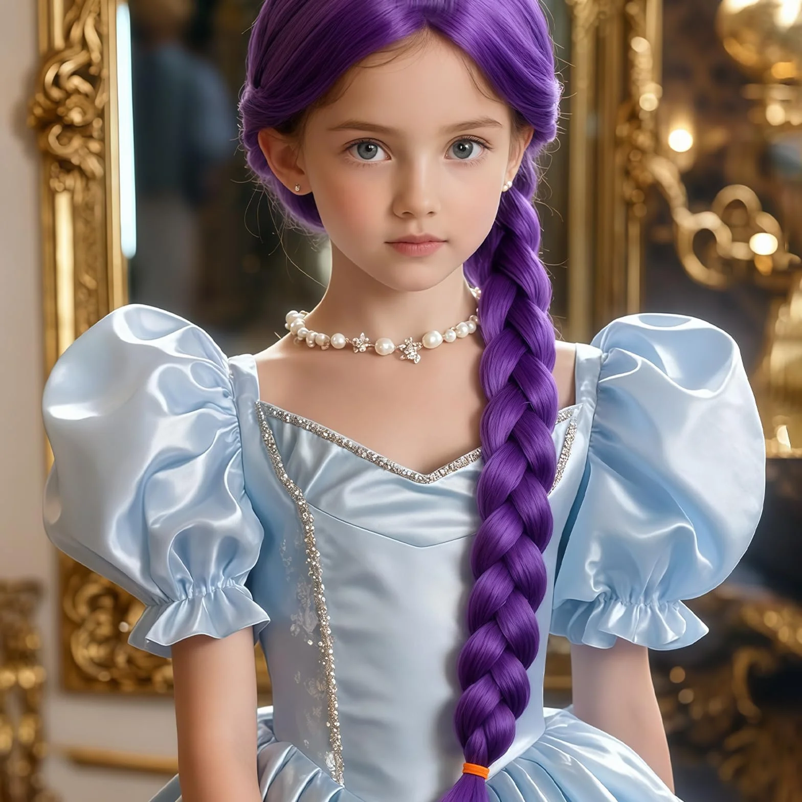 Perruque Cosplay avec Tresses Violettes pour Femmes Hommes Enfants, Perruque Réaliste Déguisement Halloween Fête Carnaval