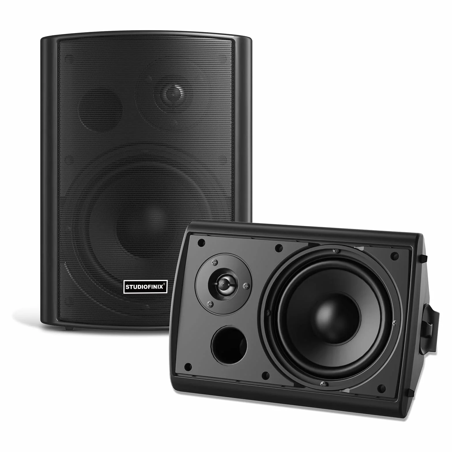 STUDIOFINIX Enceintes murales 6,5 Pouces 400W Bluetooth 5.1 étanches Multi-Sync sans Fil Noir Paire