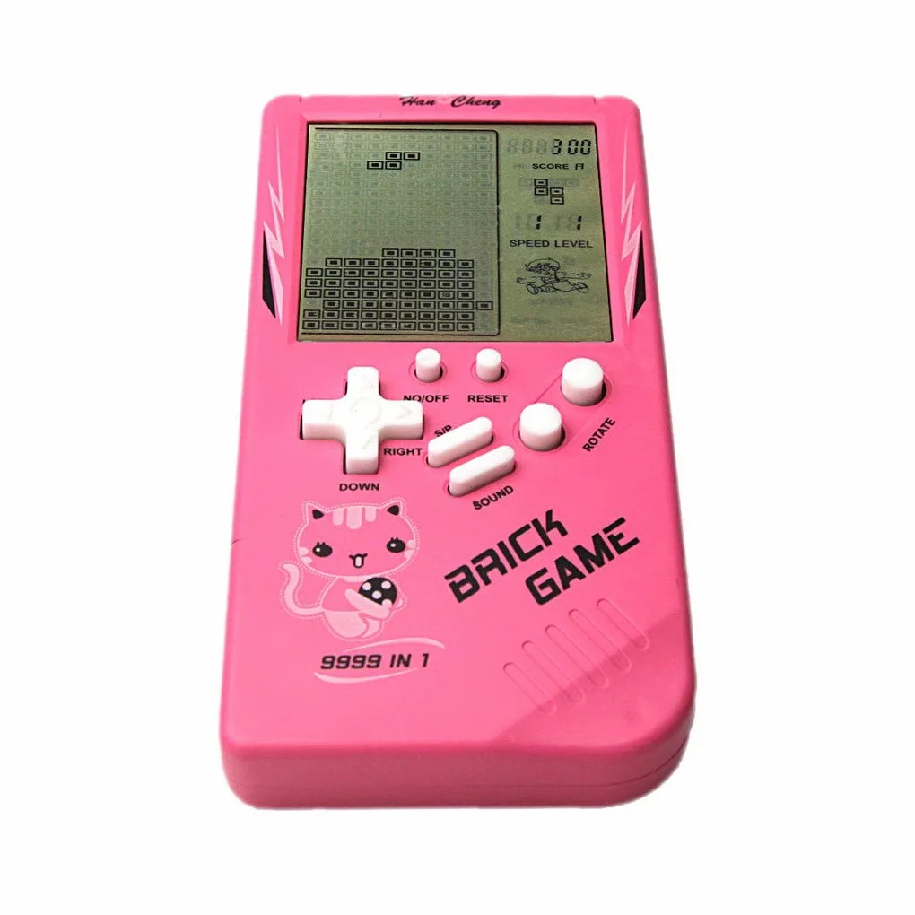 Console de Jeu en Brique Grand écran 9999 en 1 Rose - Jeu de Poche avec Réservoir, Course, Tir, Whac-A-Mole, Difficulté et Vitesse réglables