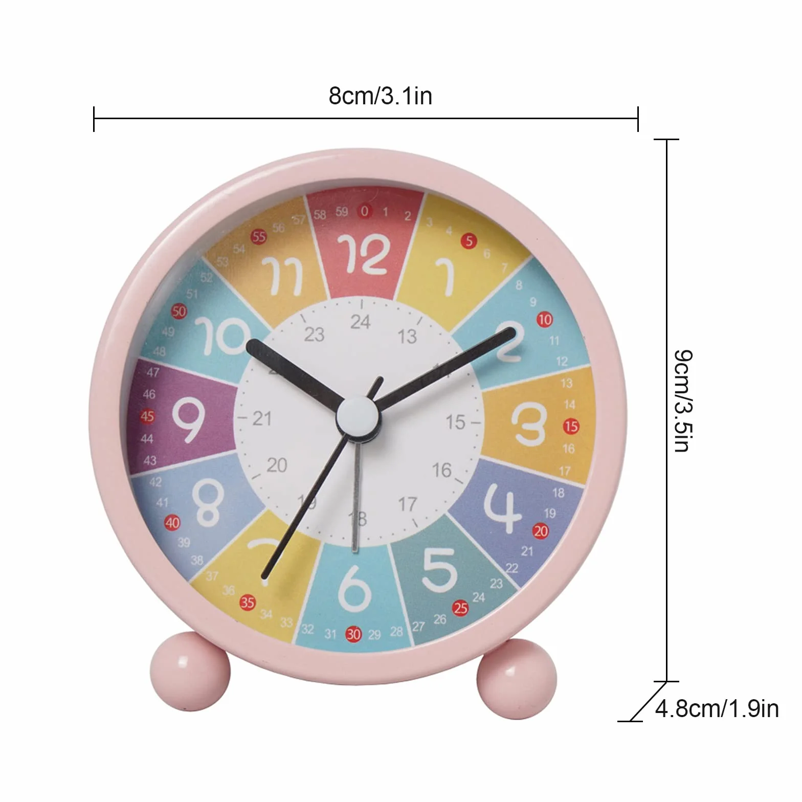 Réveil analogique enfant sans tic-tac éducatif horloge quartz alarme puissante veilleuse piles rose