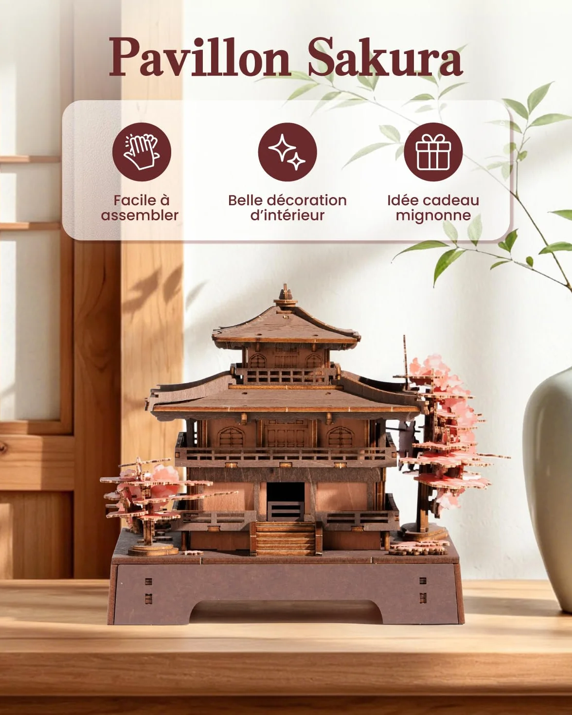 ROBOTIME Puzzles 3D Sakura, Maquettes en Bois pour Adultes et Adolescents