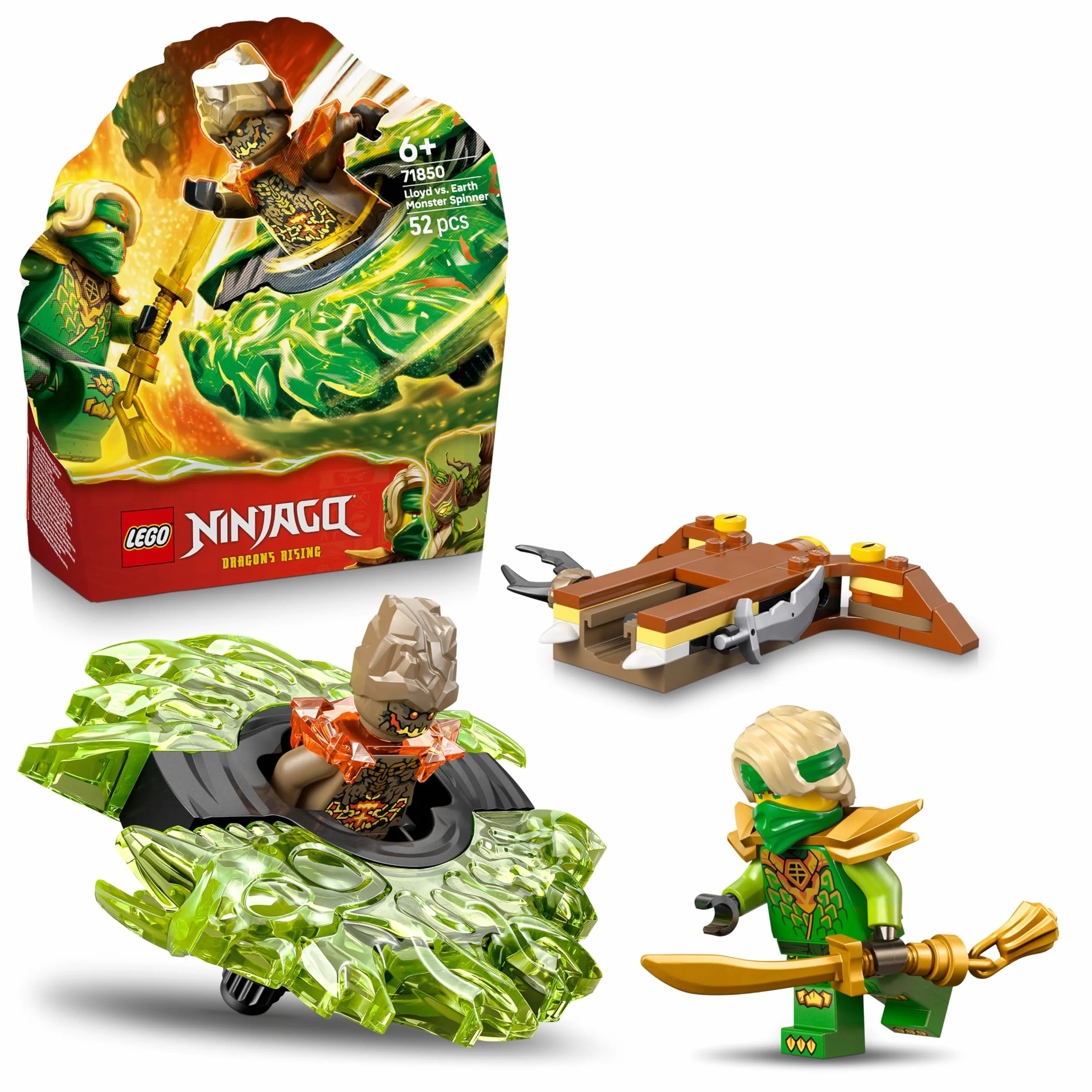 LEGO Ninjago Lloyd Contre la Toupie du Monstre de la Terre 71850 Jouet Ninja avec Lanceur 2 Minifigurines