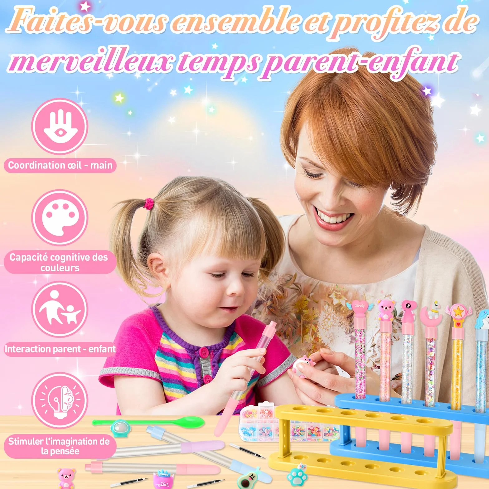 Charmofun Kit de Fabrication de Stylos pour Enfants, 18 Stylos Personnalisés DIY, Activité Manuelle