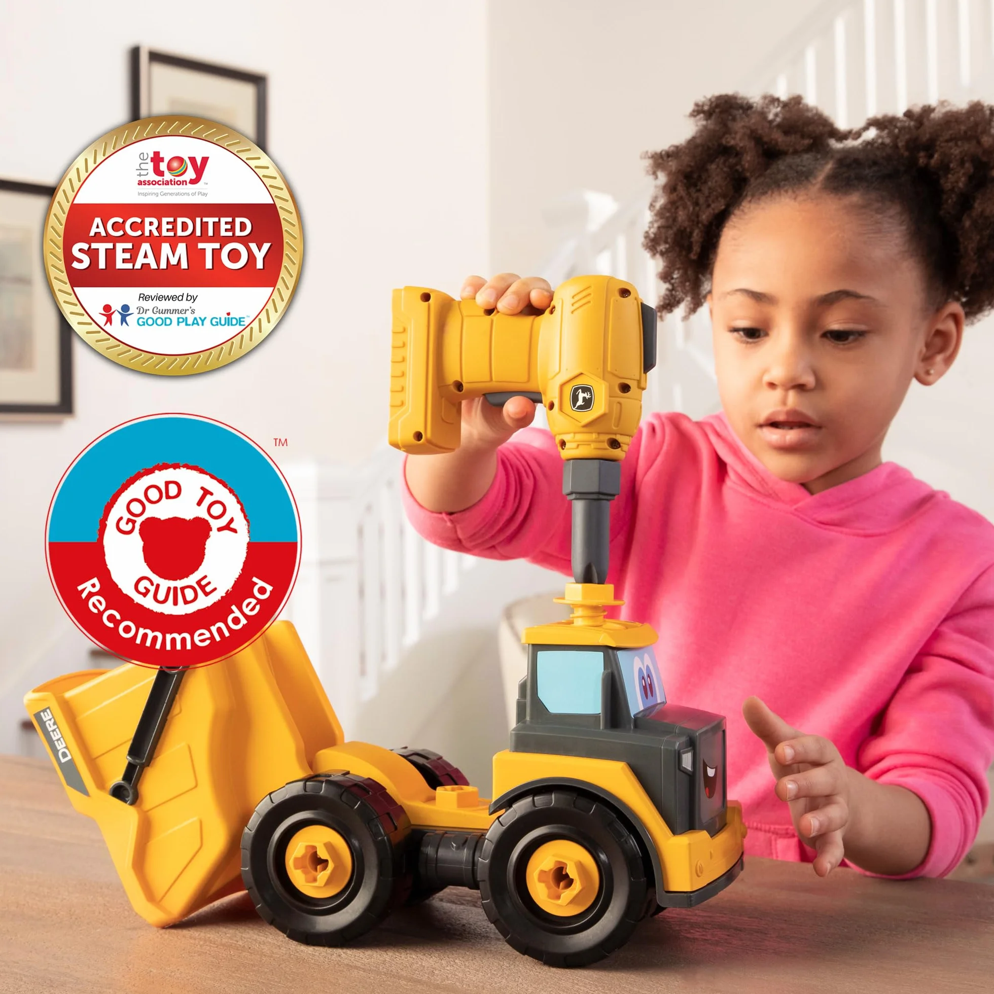 John Deere Kids Camion Benne Démontable 13 Pièces avec Visseuse Électronique - Jeu de Construction STEM - Jouet Bébé +18 Mois