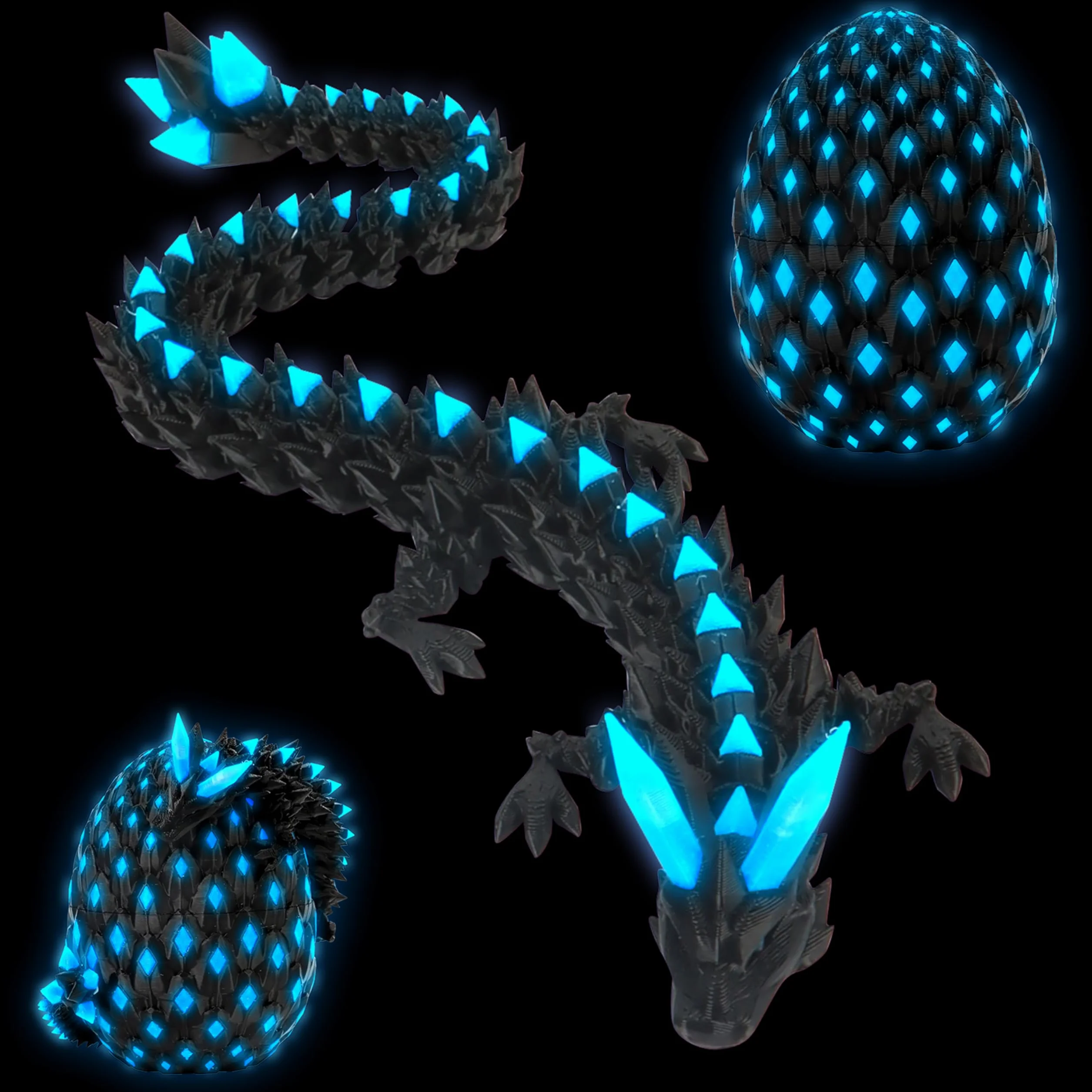 JONRRYIN Œufs de Dragon Articulé 3D Lumineux, Jouet Cadeau Enfants Adultes